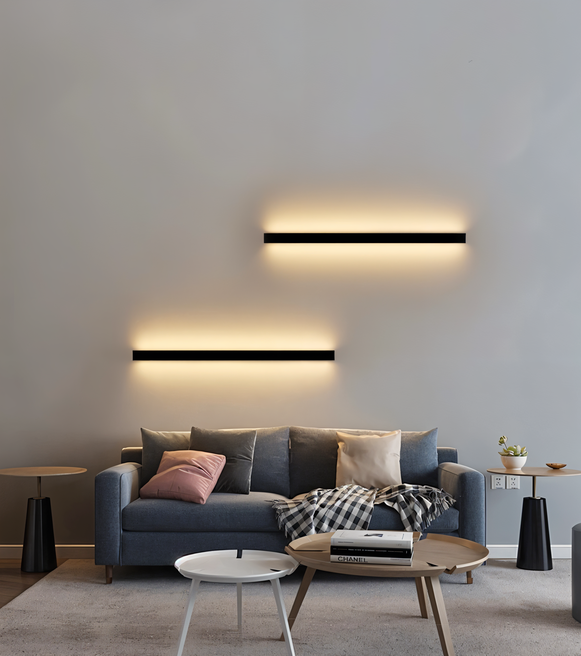 Strip Wandleuchte - Schwarz Weiß Linear Wandlampe - IP65 Wandleuchte Design - Innen Außenwandleuchten LED