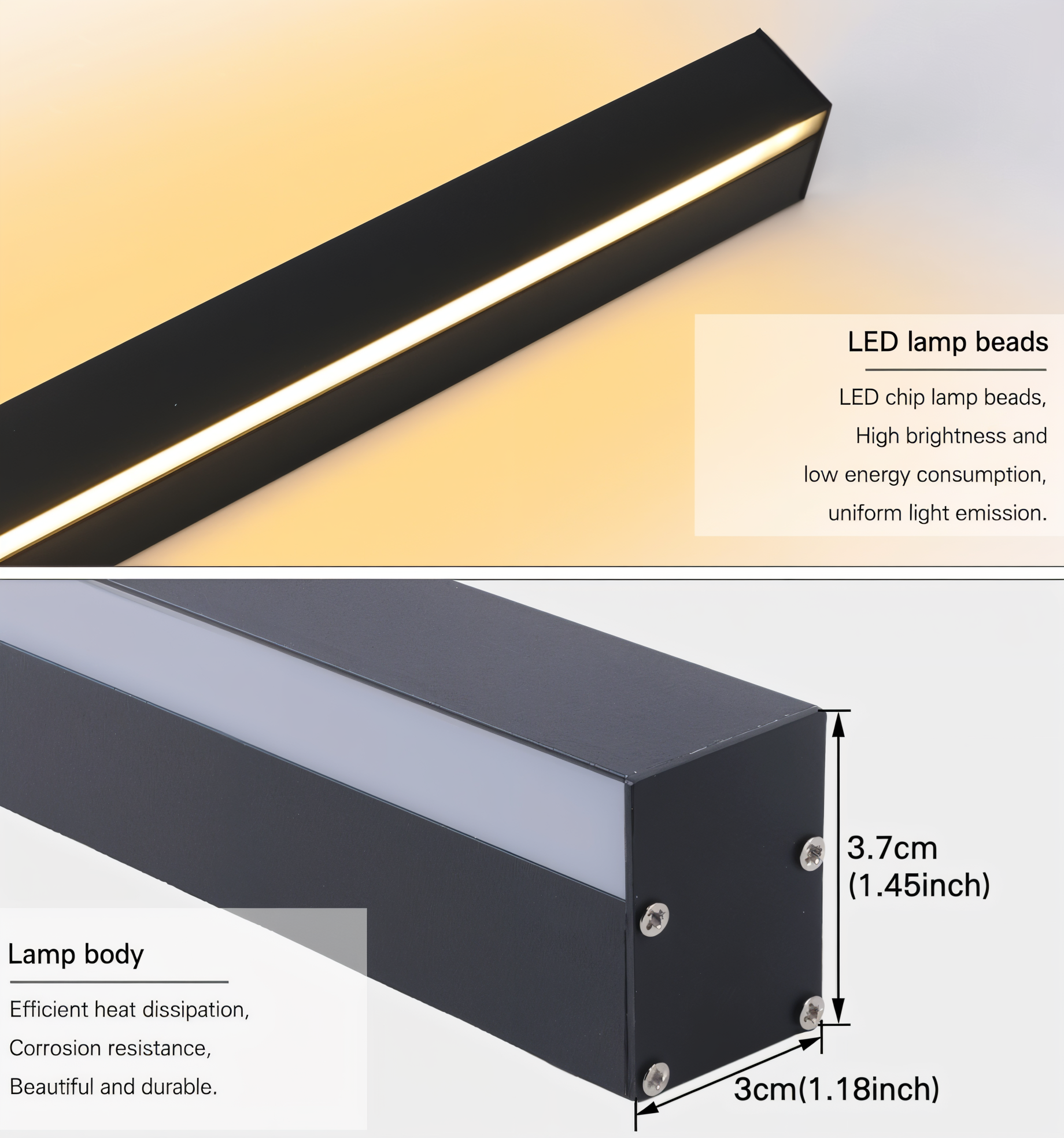 Strip Wandleuchte - Schwarz Weiß Linear Wandlampe - IP65 Wandleuchte Design - Innen Außenwandleuchten LED