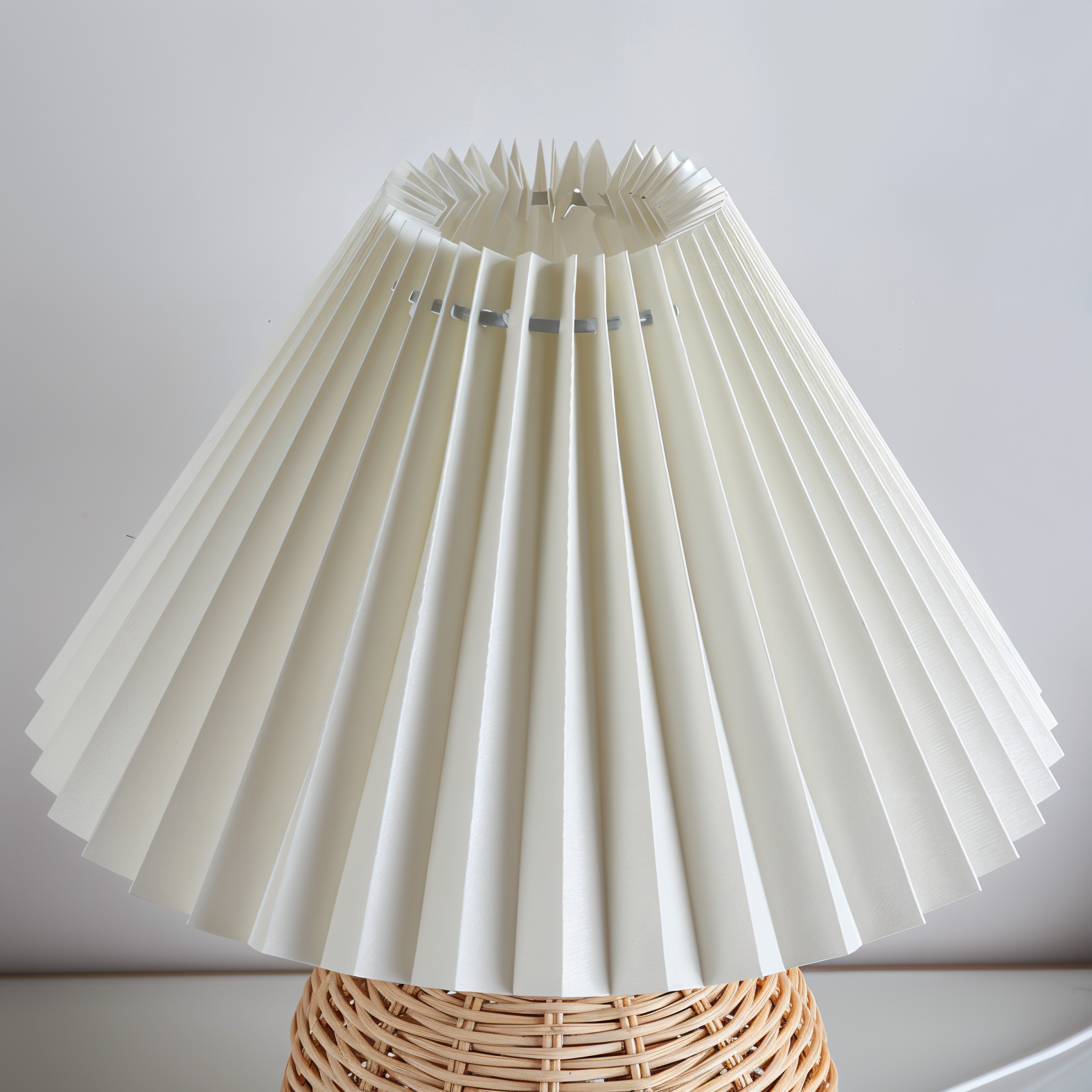 Brolly Plissierte Tischlampe - Retro Rattan Lampe - Konische Tischlampe