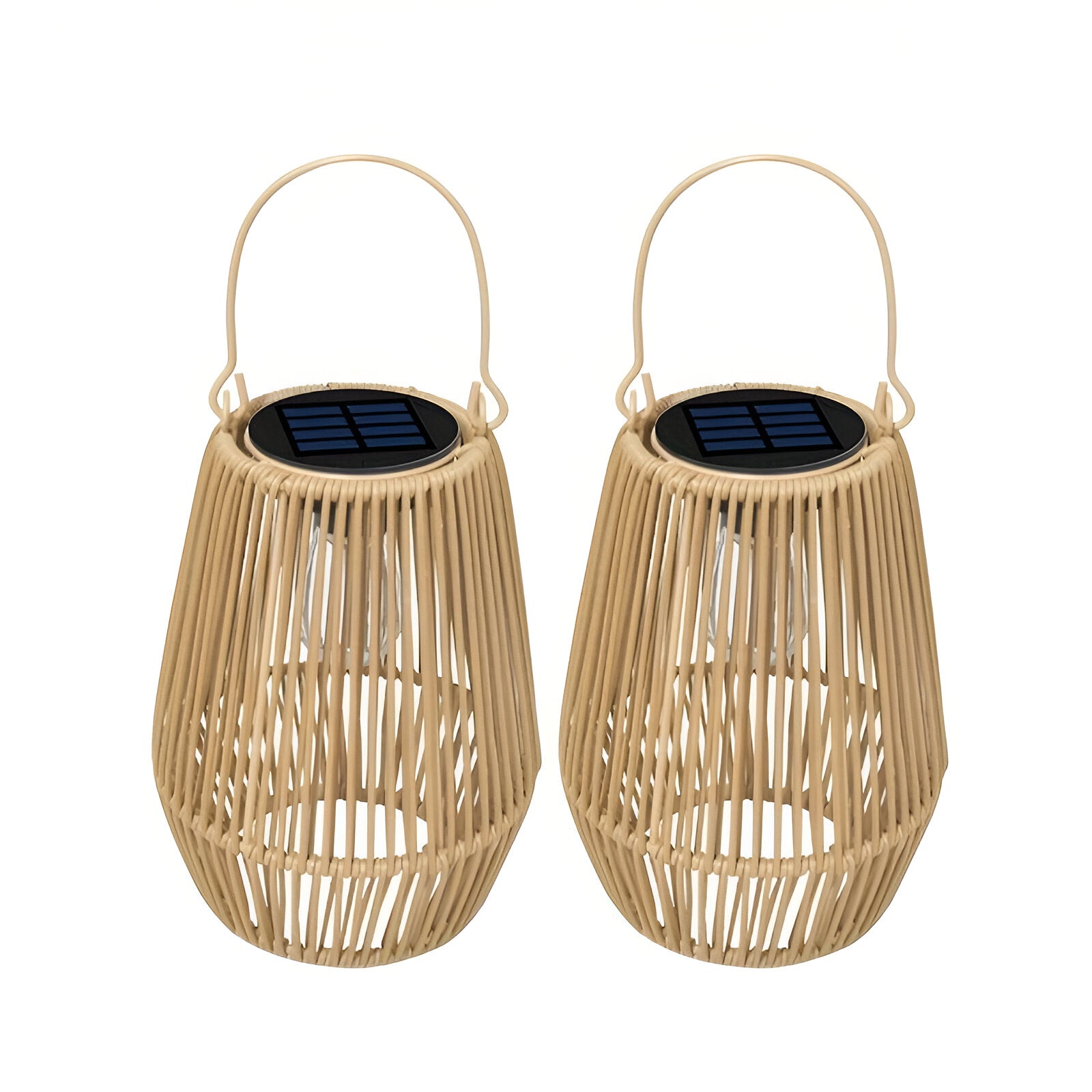 CageRattan Solarleuchten Garten - Bambus Solarleuchten - Wasserdichte Hängelaterne