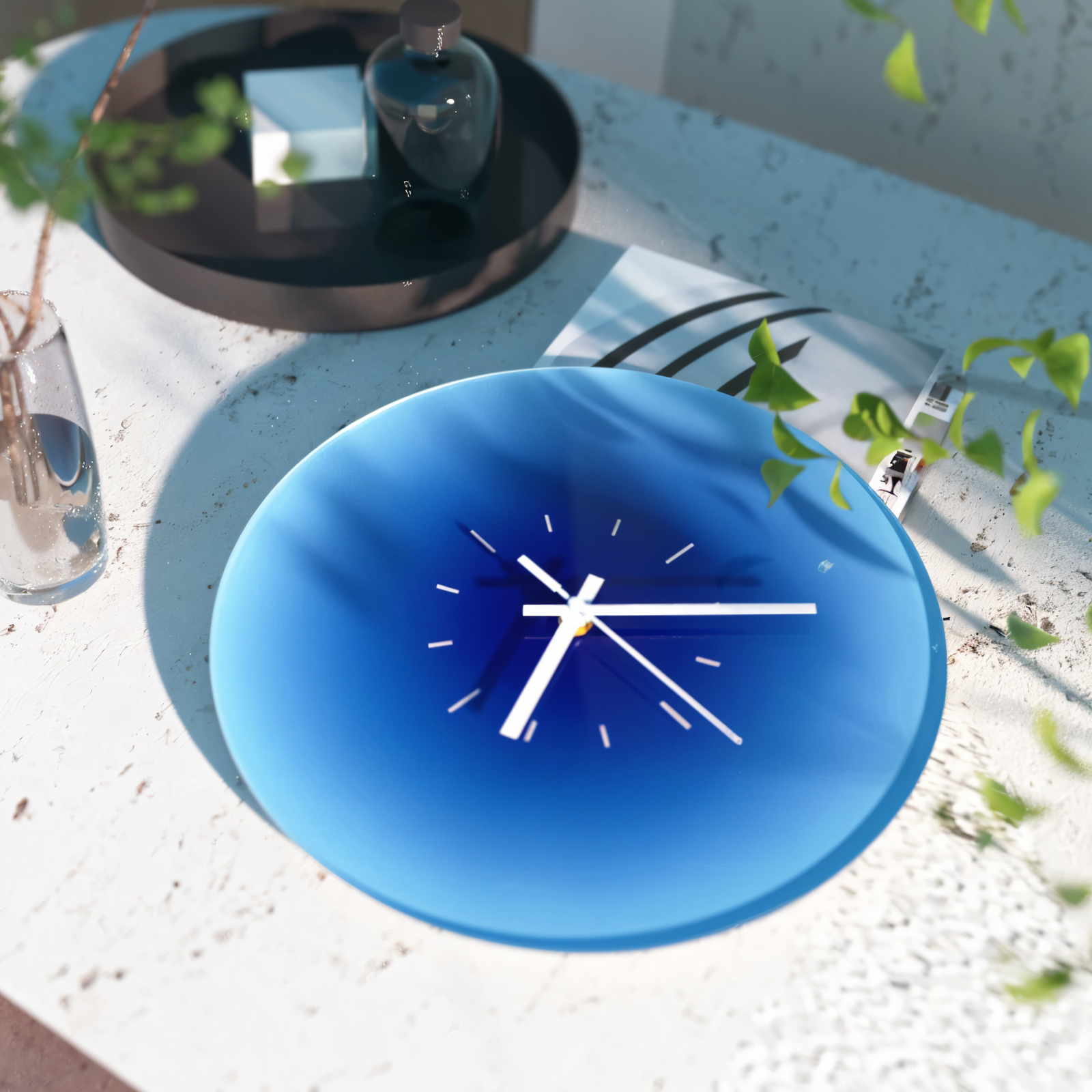Sunset Clock - Vibrant Non-Ticking Glas Runde Wanduhr