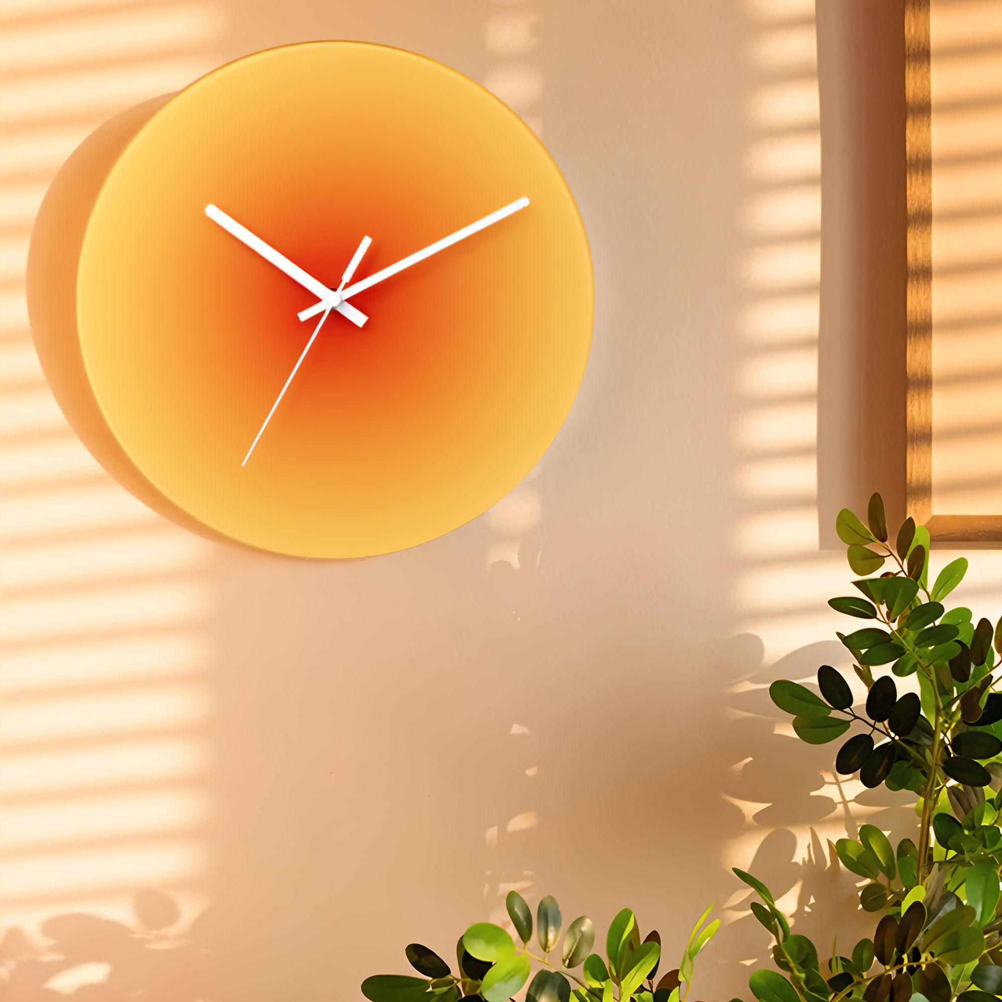 Sunset Clock - Vibrant Non-Ticking Glas Runde Wanduhr