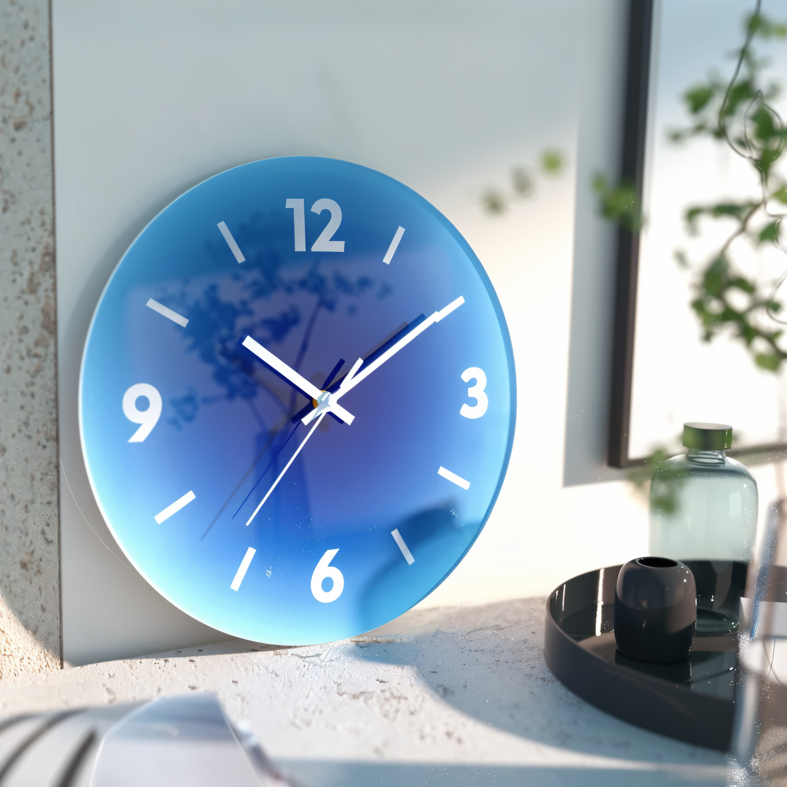 Sunset Clock - Vibrant Non-Ticking Glas Runde Wanduhr