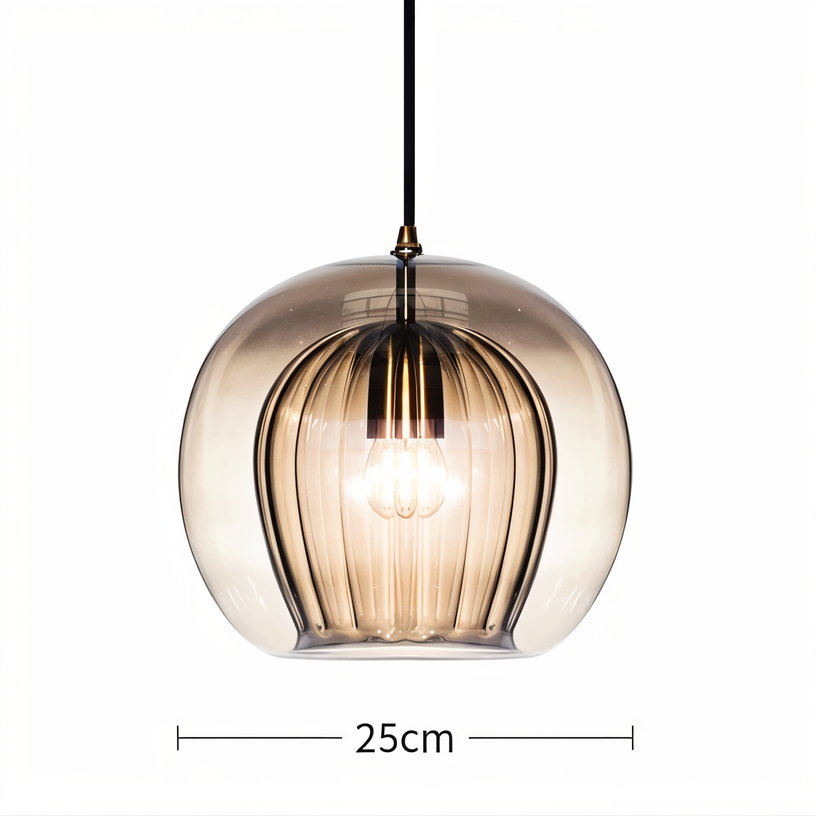 ClearLuxe Glas Pendelleuchte - Vintage Hängelampen Wohnzimmer - Kugelförmige Leuchte