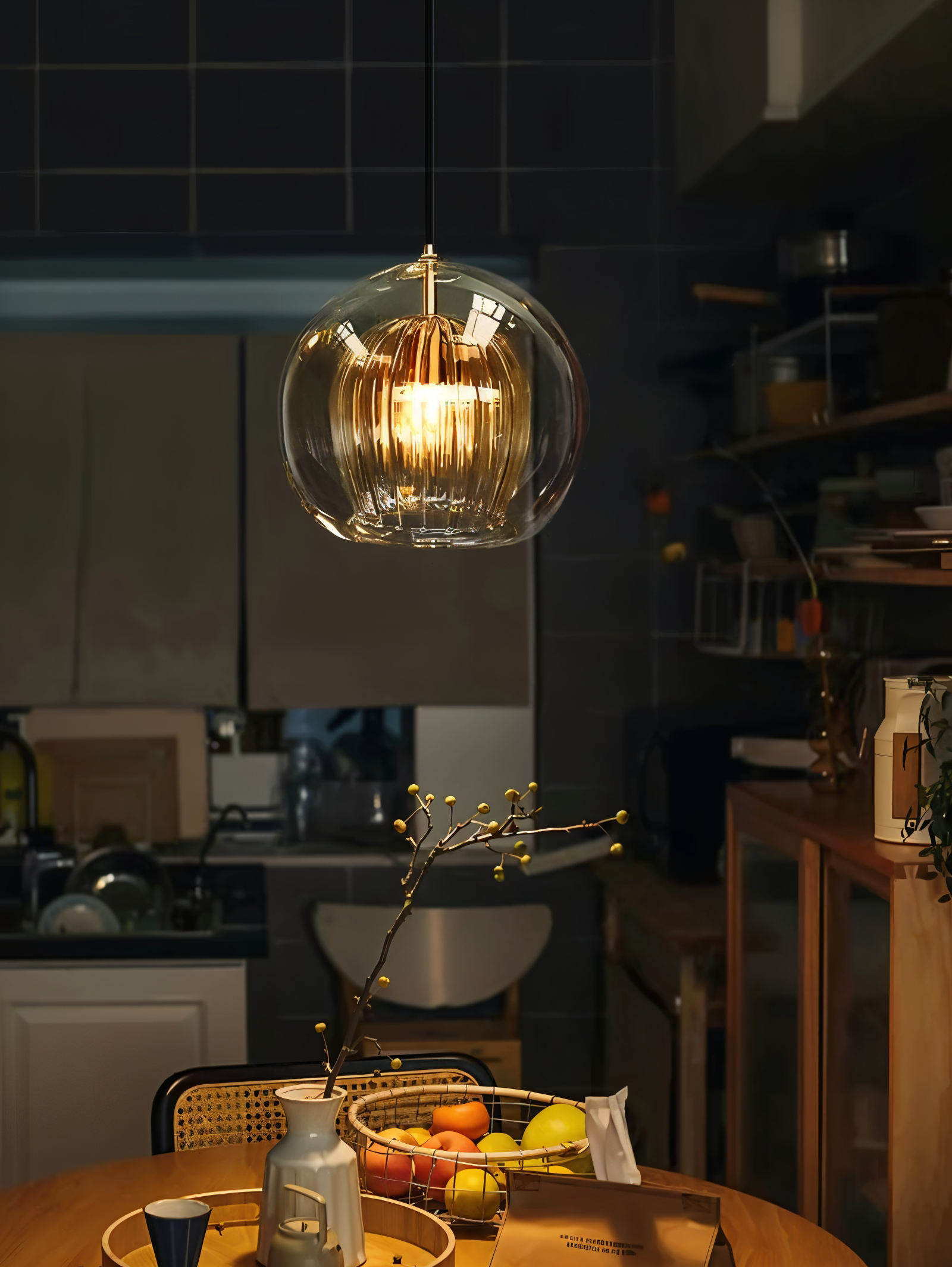 ClearLuxe Glas Pendelleuchte - Vintage Hängelampen Wohnzimmer - Kugelförmige Leuchte