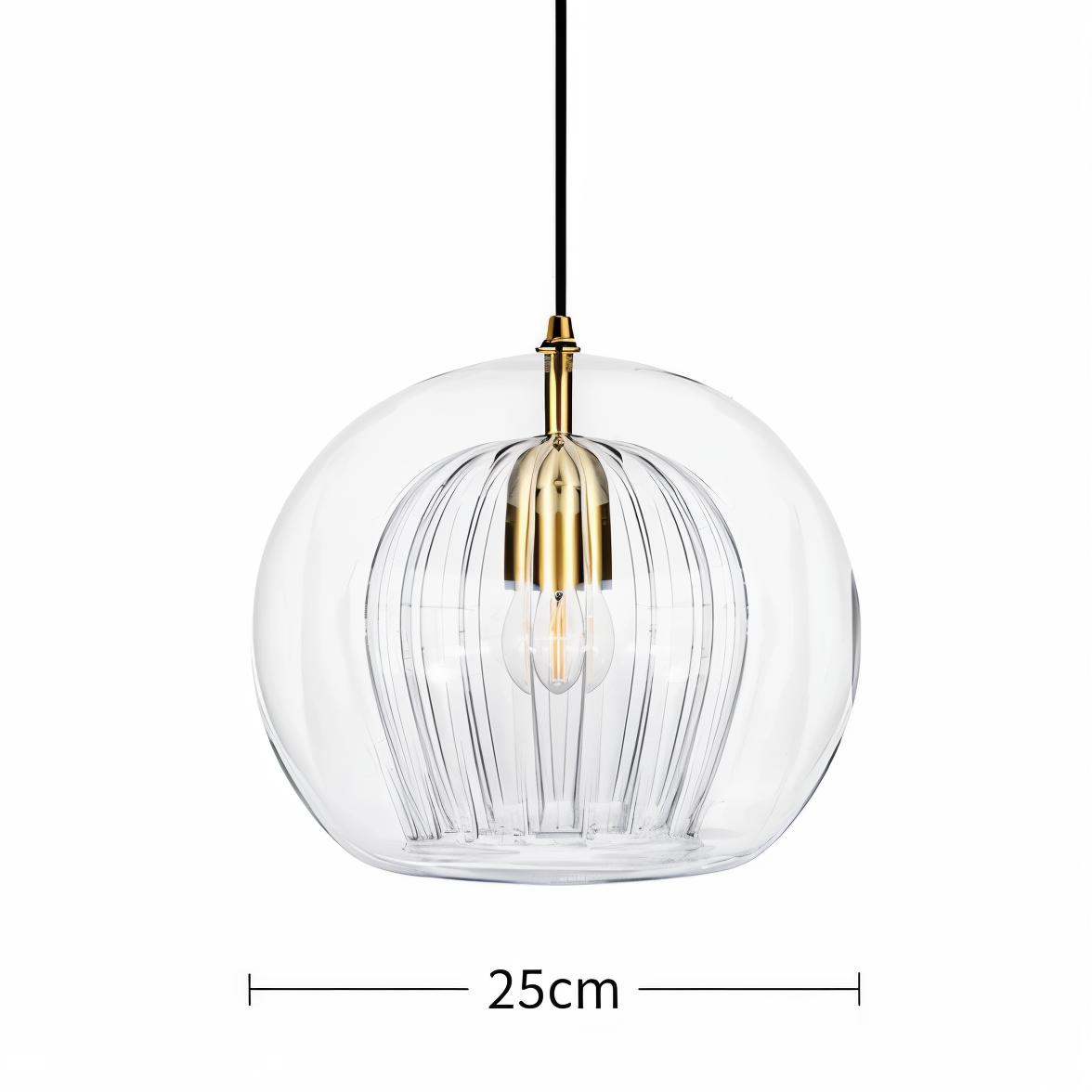 ClearLuxe Glas Pendelleuchte - Vintage Hängelampen Wohnzimmer - Kugelförmige Leuchte
