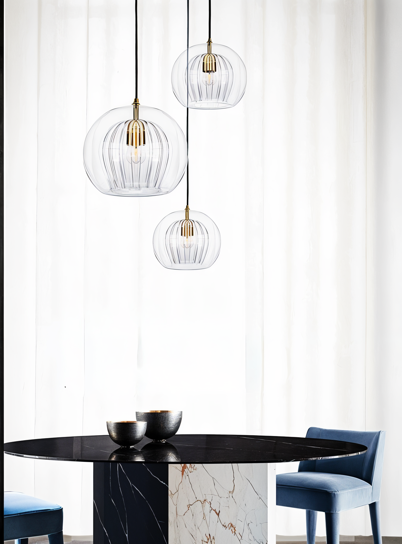 ClearLuxe Glas Pendelleuchte - Vintage Hängelampen Wohnzimmer - Kugelförmige Leuchte