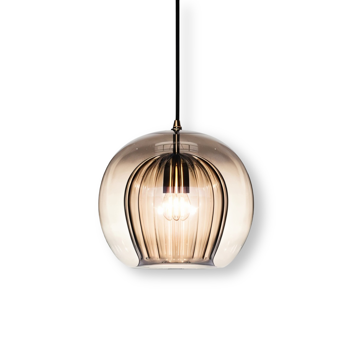 ClearLuxe Glas Pendelleuchte - Vintage Hängelampen Wohnzimmer - Kugelförmige Leuchte