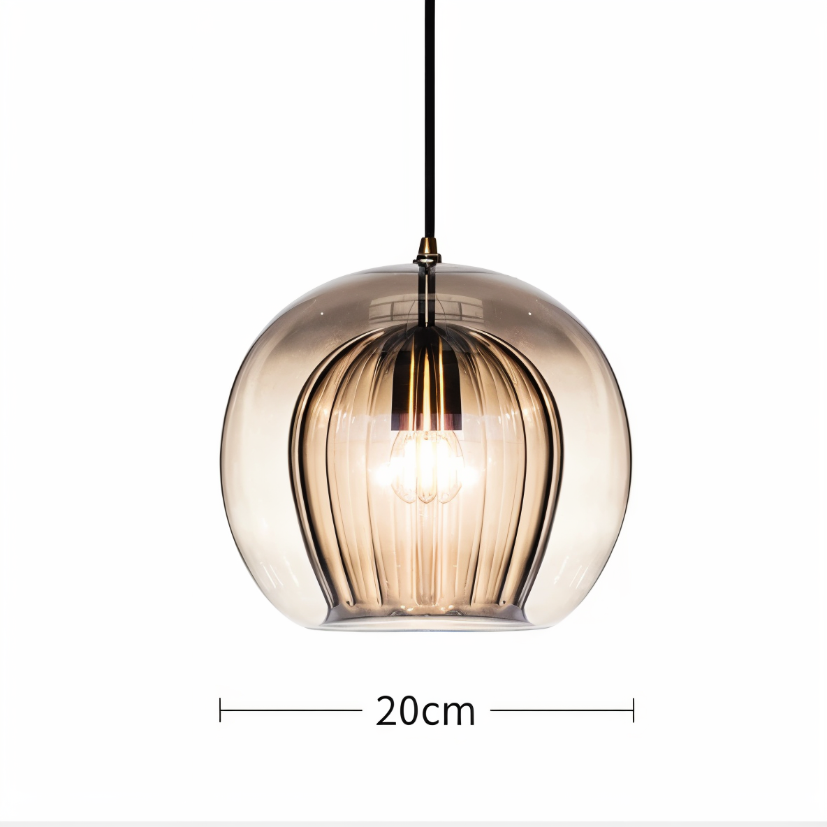 ClearLuxe Glas Pendelleuchte - Vintage Hängelampen Wohnzimmer - Kugelförmige Leuchte