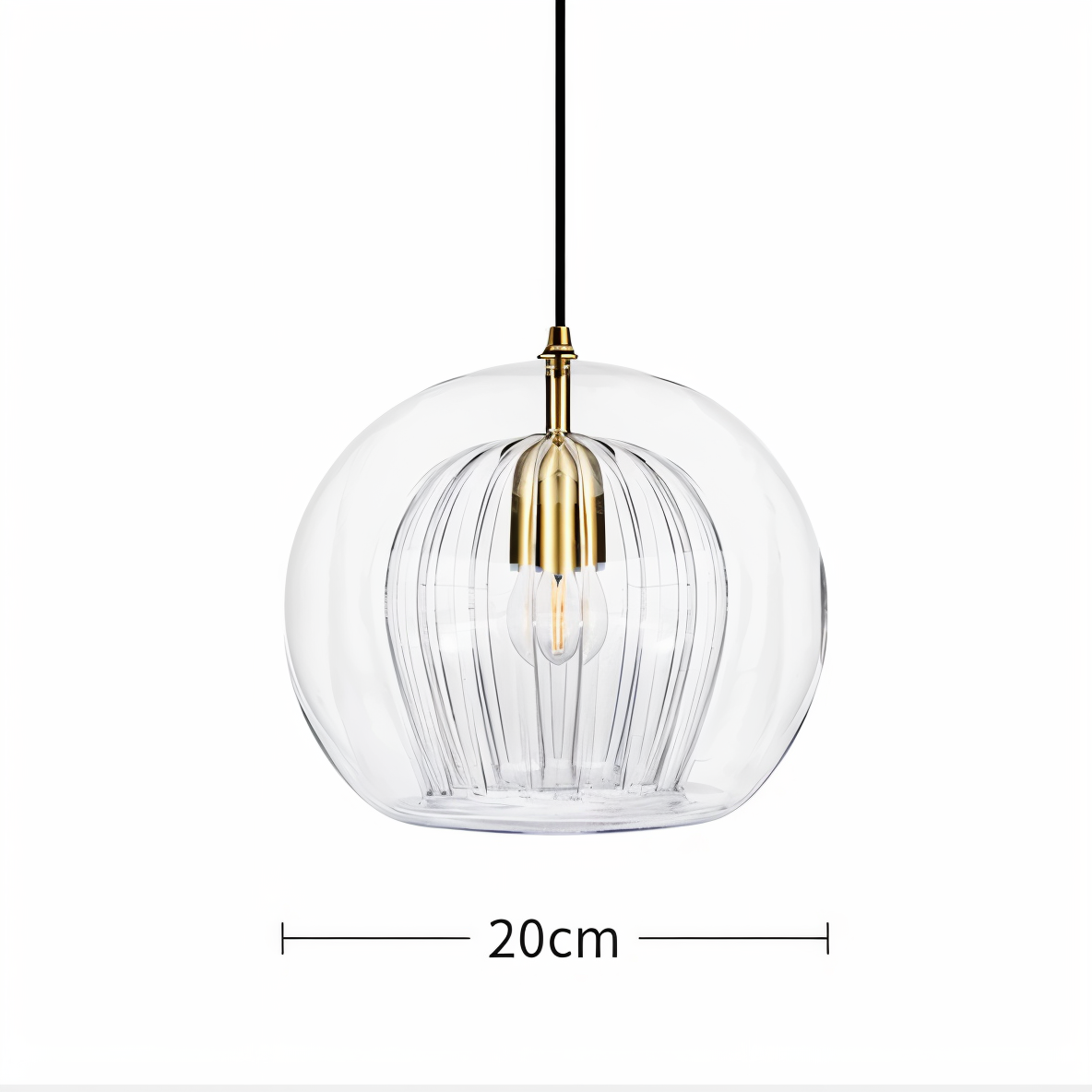 ClearLuxe Glas Pendelleuchte - Vintage Hängelampen Wohnzimmer - Kugelförmige Leuchte