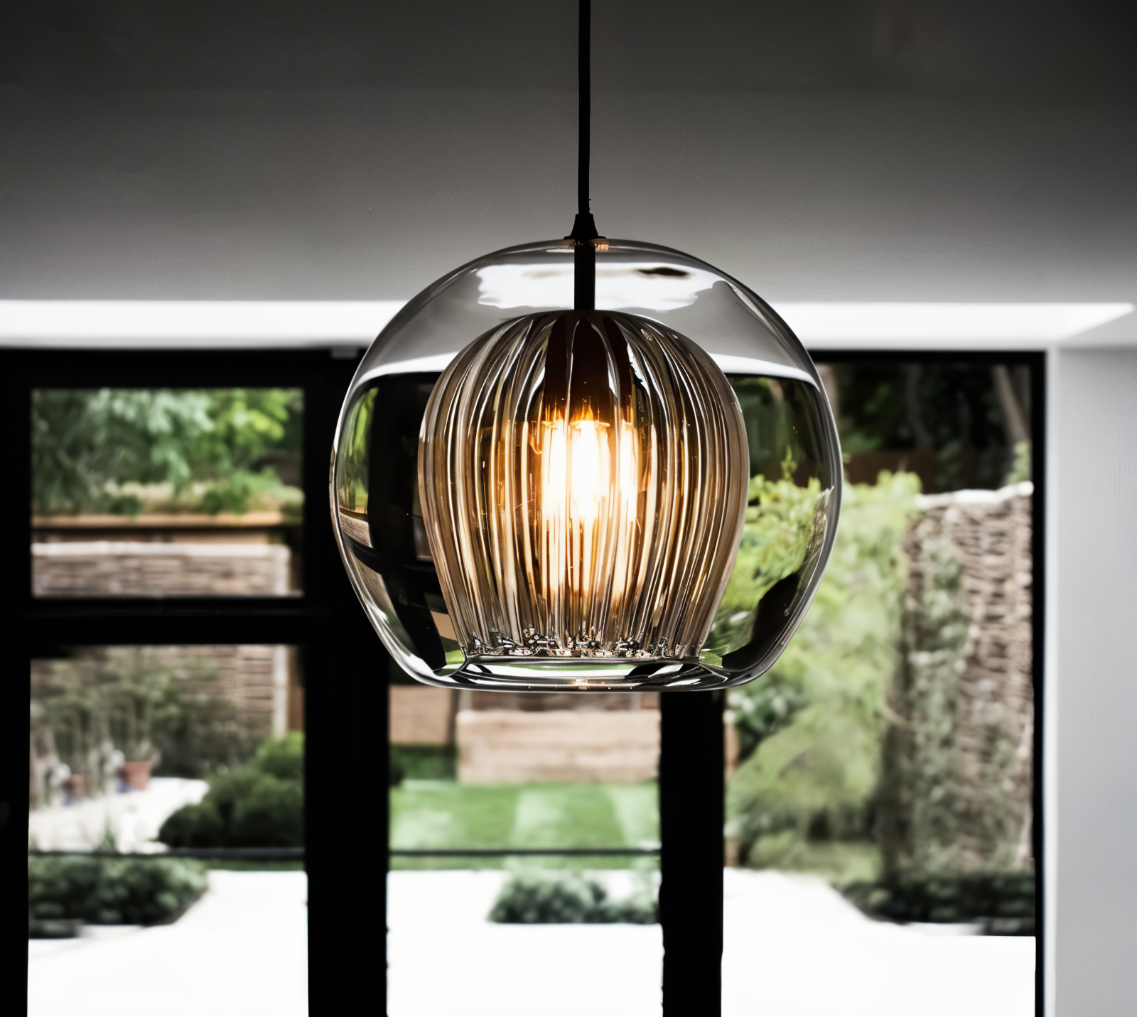 ClearLuxe Glas Pendelleuchte - Vintage Hängelampen Wohnzimmer - Kugelförmige Leuchte