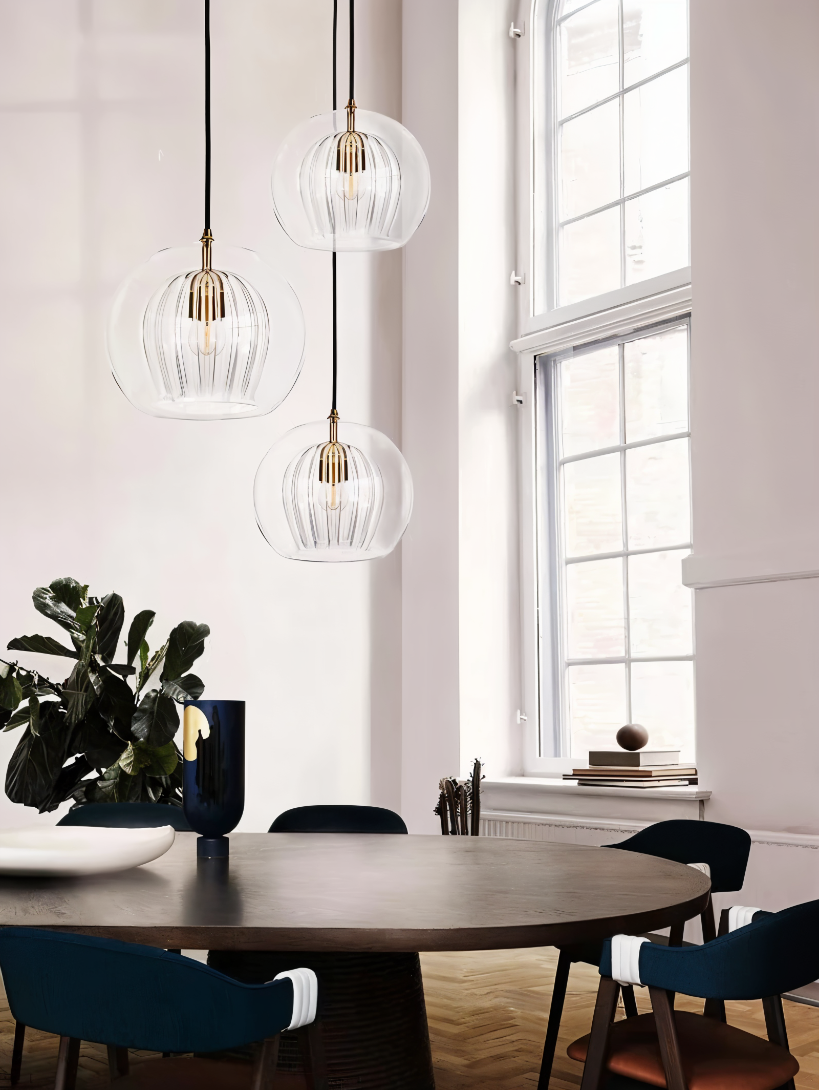 ClearLuxe Glas Pendelleuchte - Vintage Hängelampen Wohnzimmer - Kugelförmige Leuchte
