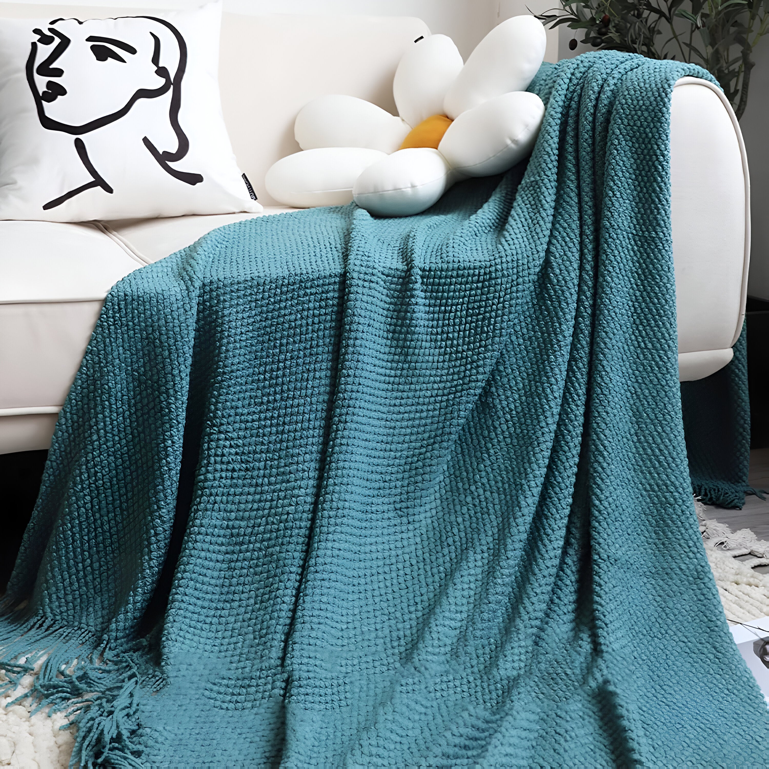 CoarseKnit Plaid - Stylische Strickdecke - Fleece Decke für Ganzjährigen Komfort