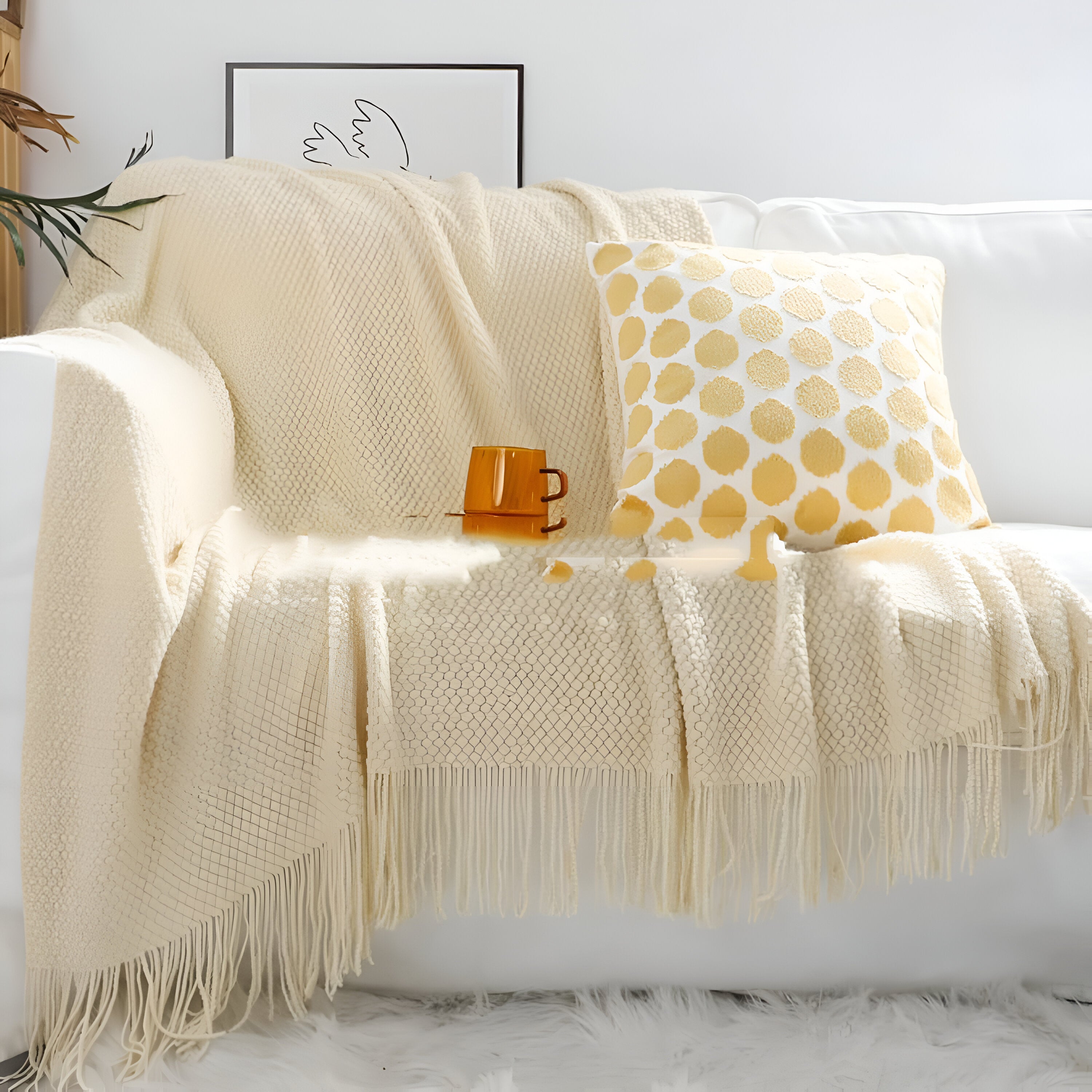 CoarseKnit Plaid - Stylische Strickdecke - Fleece Decke für Ganzjährigen Komfort