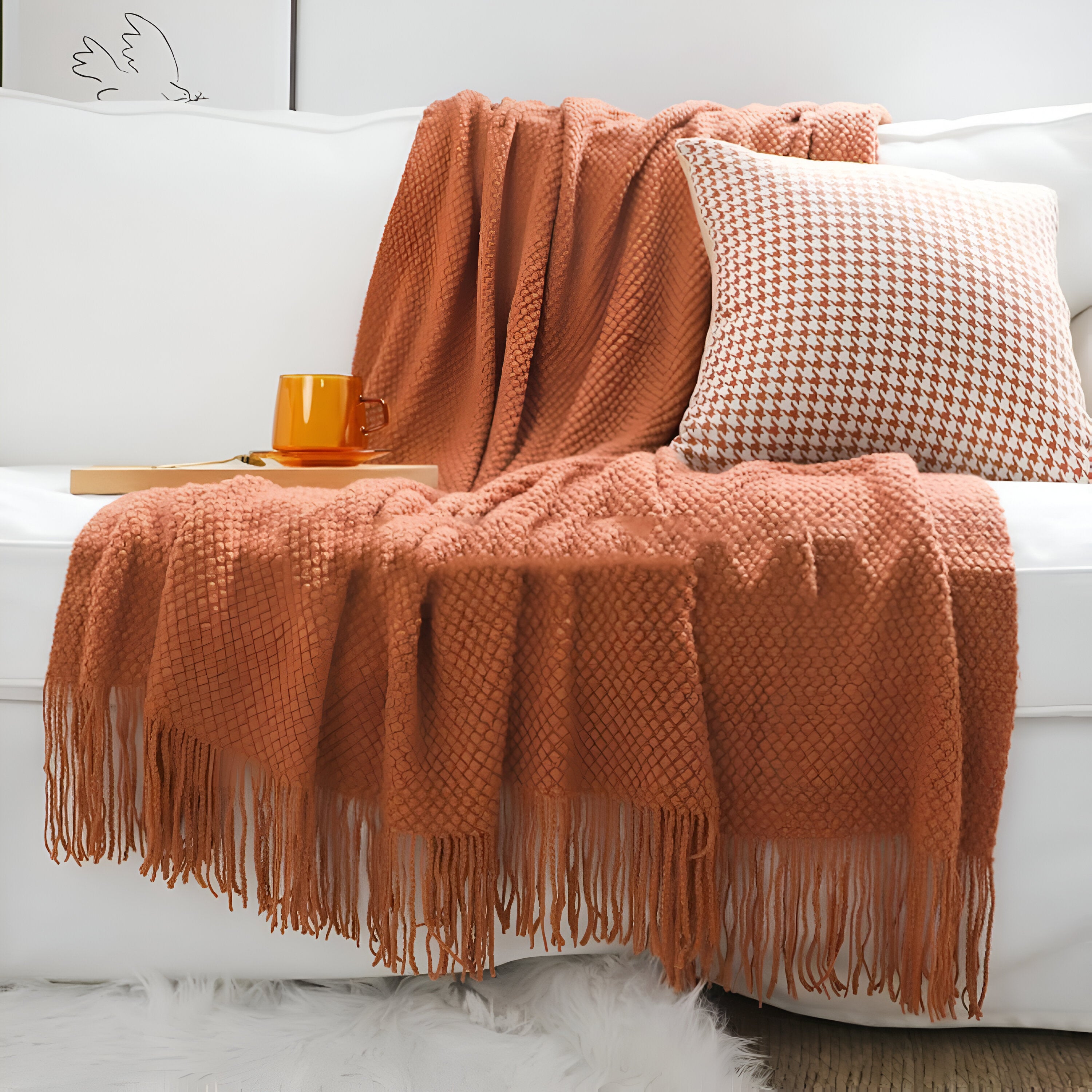 CoarseKnit Plaid - Stylische Strickdecke - Fleece Decke für Ganzjährigen Komfort