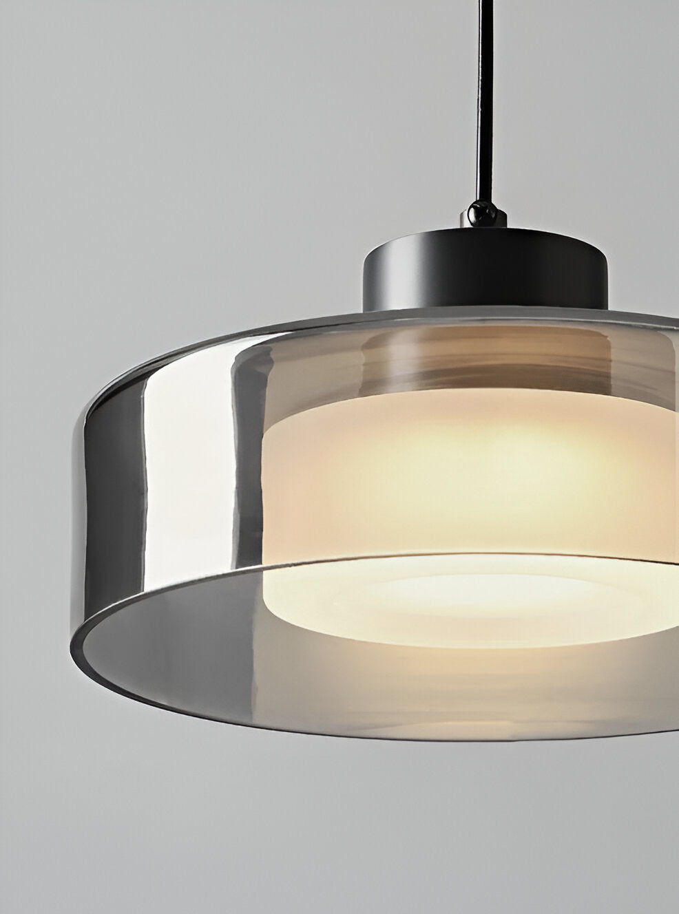 CyGleam Pendelleuchte - Kreisförmige Rauchglas Hängelampe - Modern Minimalistische Beleuchtung