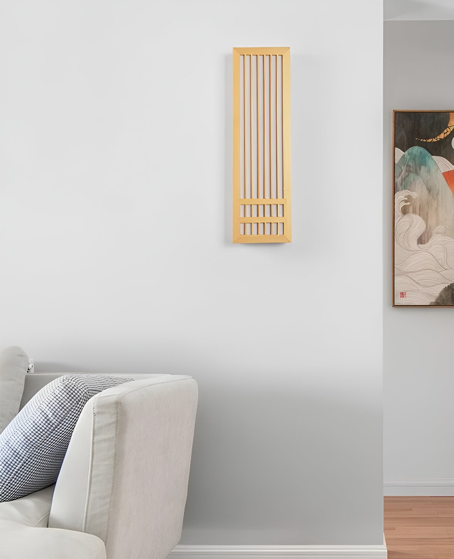 DoaGlow Japanische Holz-Wandleuchte- Moderne Holz & Acryl Japandi Beleuchtung