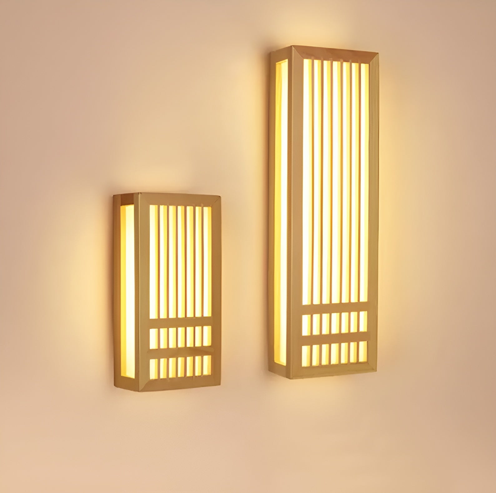 DoaGlow Japanische Holz-Wandleuchte- Moderne Holz & Acryl Japandi Beleuchtung