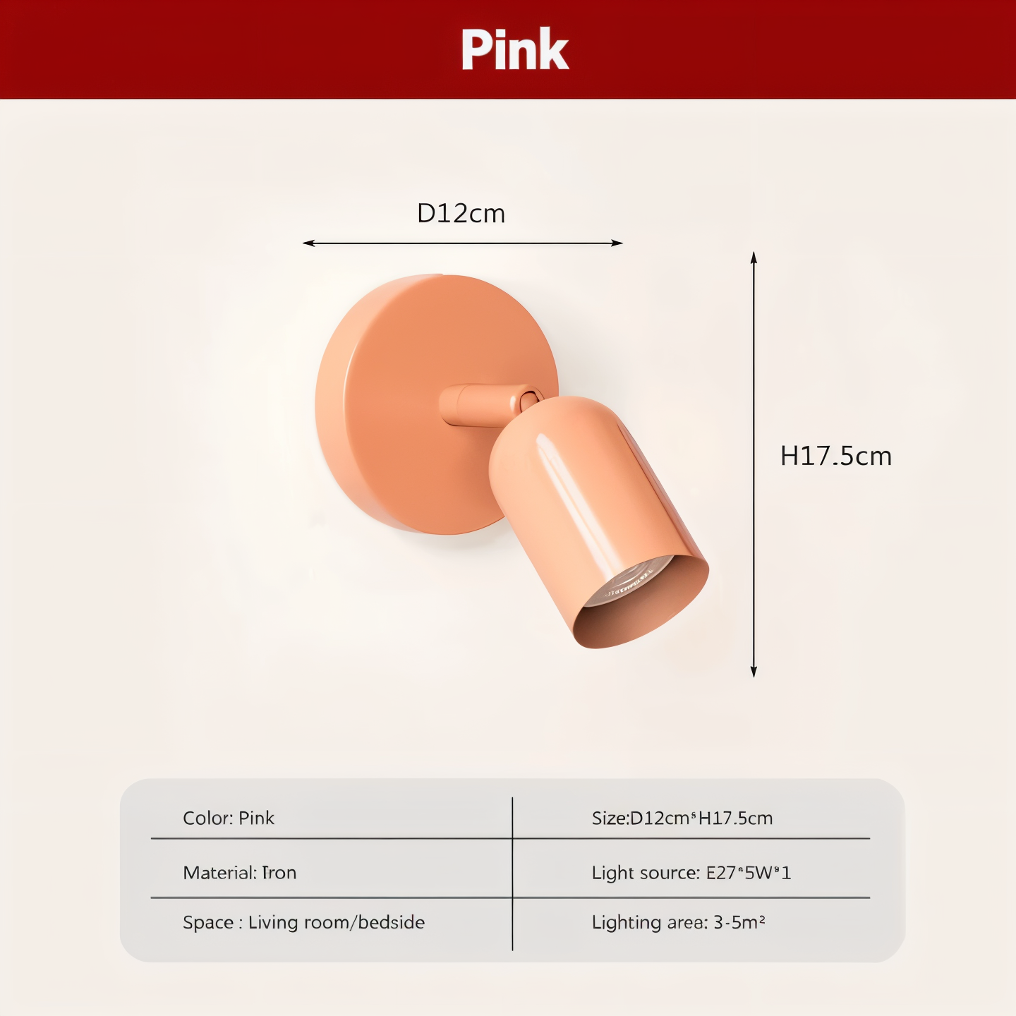 DownDazz Wandleuchte - Bunte Halbzylindrische Macaron Wandlampe - Minimalistische Wandleuchten LED