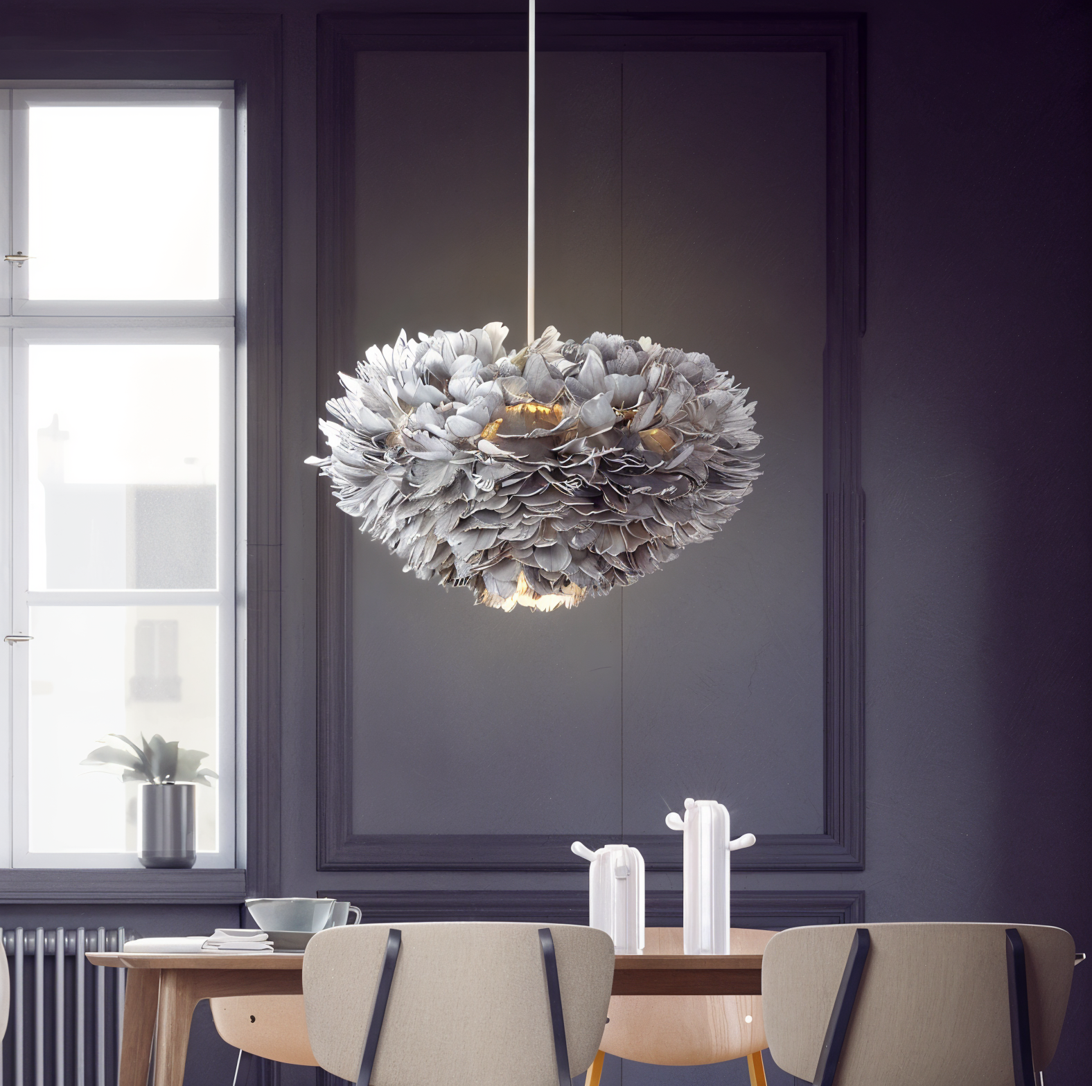 Dreamy Feather Chandelier - Handgefertigte, verstellbare Pendelleuchte