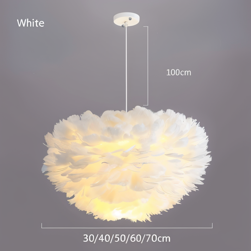 Dreamy Feather Chandelier - Handgefertigte, verstellbare Pendelleuchte