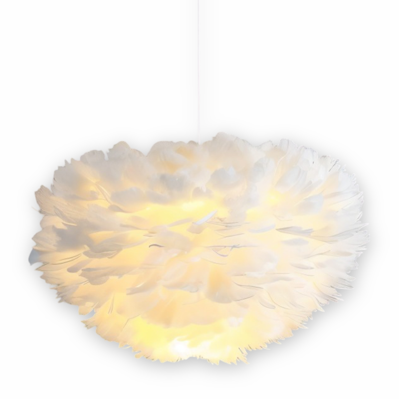 Dreamy Feather Chandelier - Handgefertigte, verstellbare Pendelleuchte