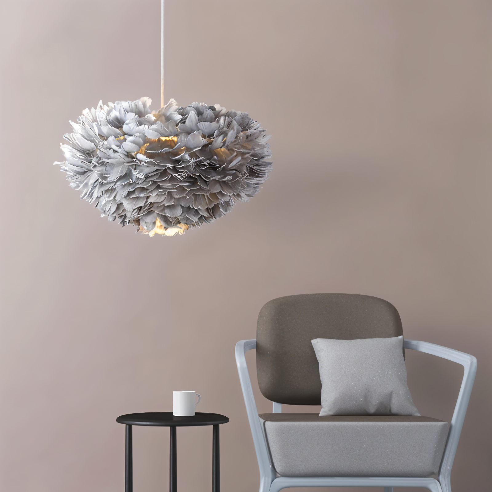 Dreamy Feather Chandelier - Handgefertigte, verstellbare Pendelleuchte