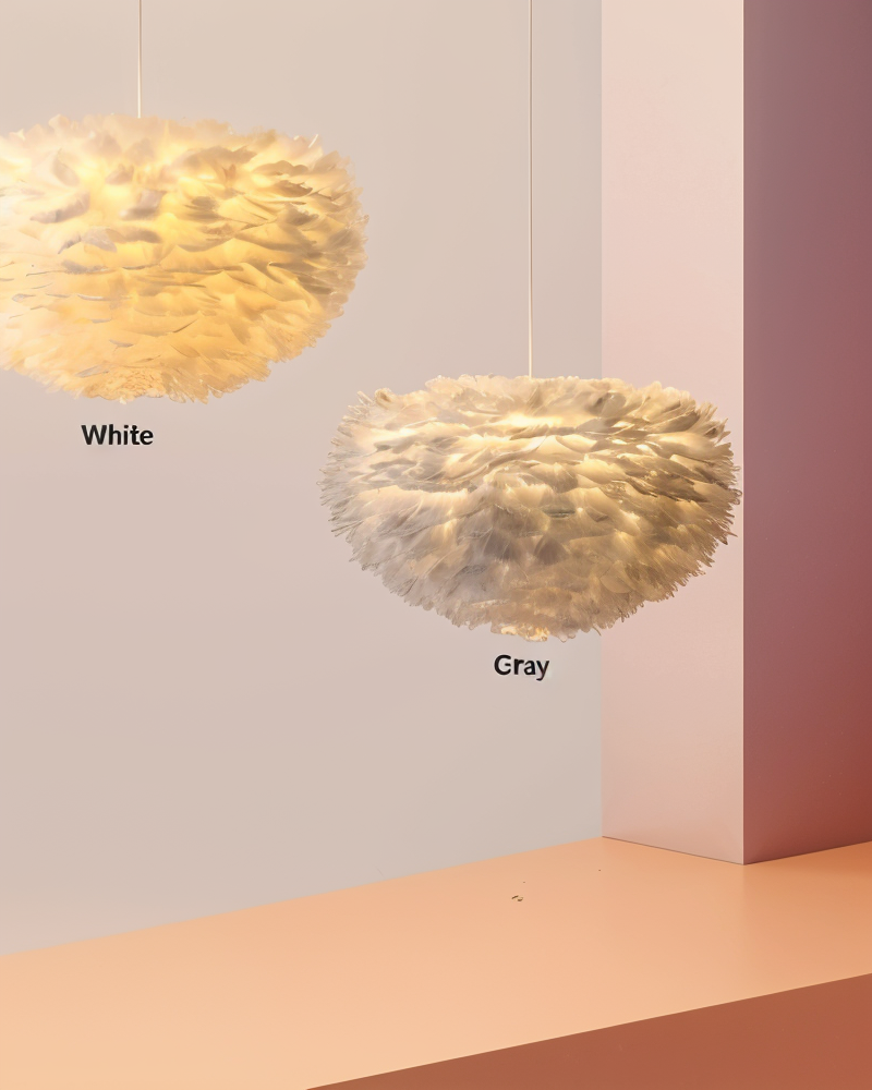 Dreamy Feather Chandelier - Handgefertigte, verstellbare Pendelleuchte