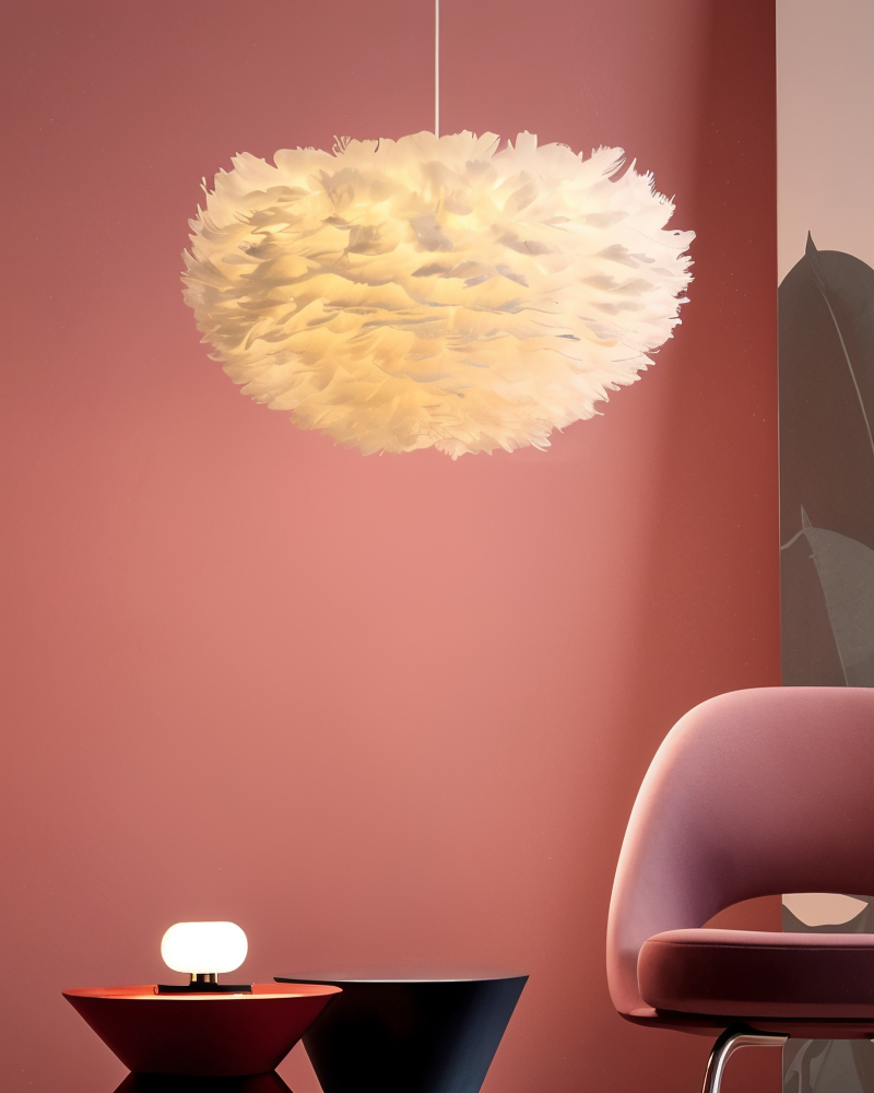 Dreamy Feather Chandelier - Handgefertigte, verstellbare Pendelleuchte