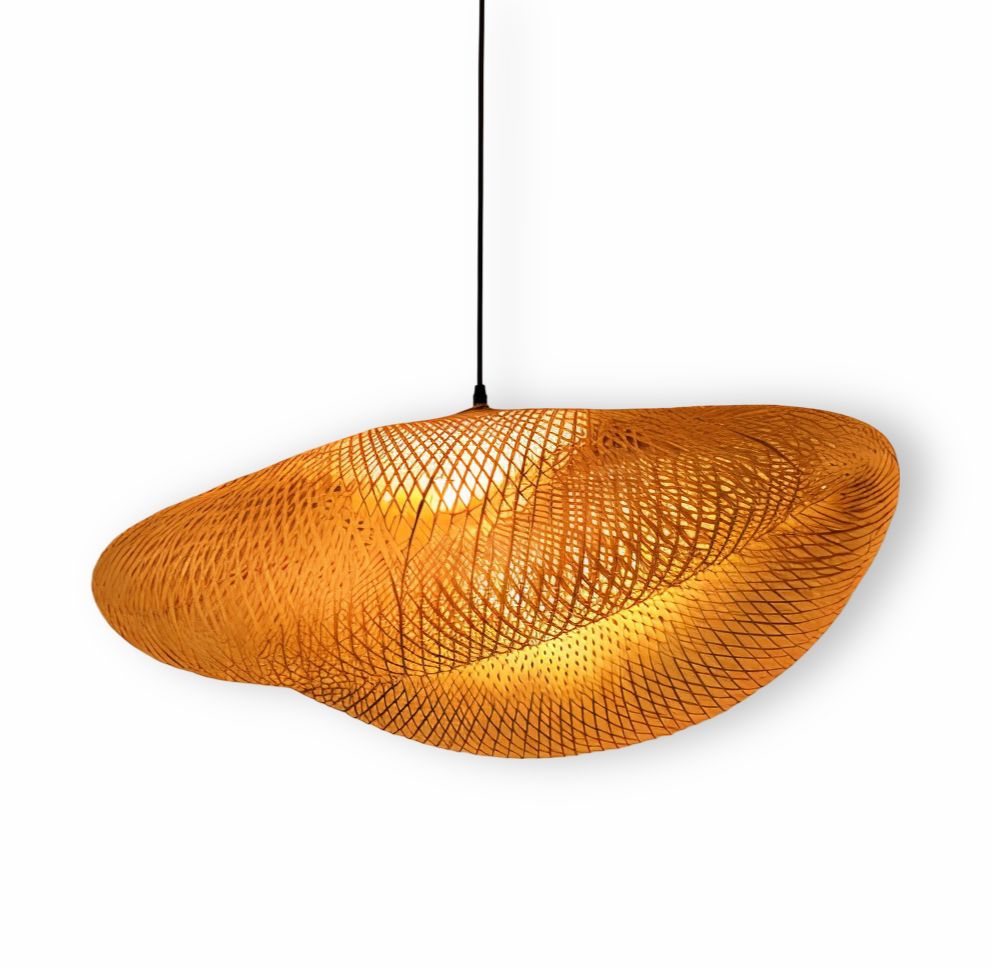 EcoLush Deckenleuchte - Handgefertigte Rattan Pendelleuchte - Rustikale Boho Lampe