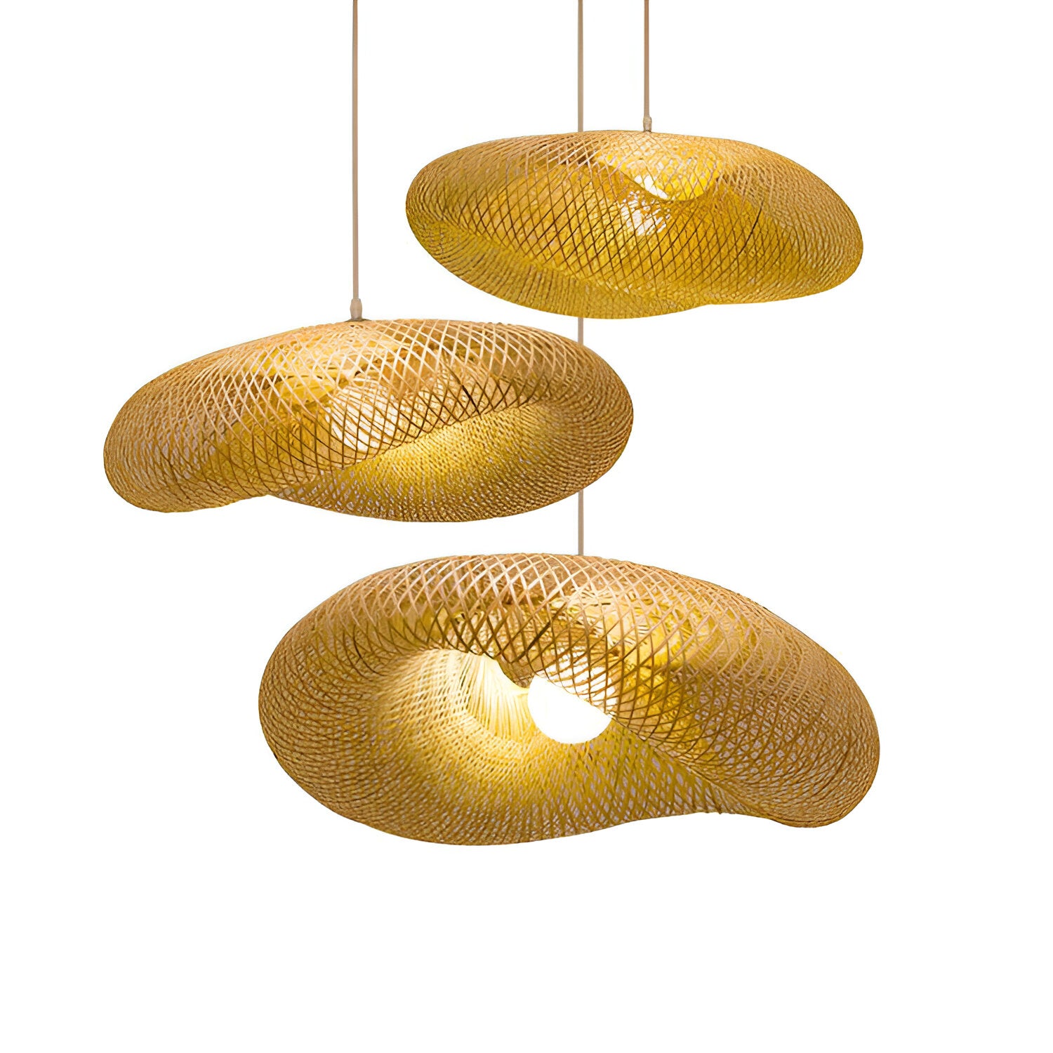 EcoLush Deckenleuchte - Handgefertigte Rattan Pendelleuchte - Rustikale Boho Lampe