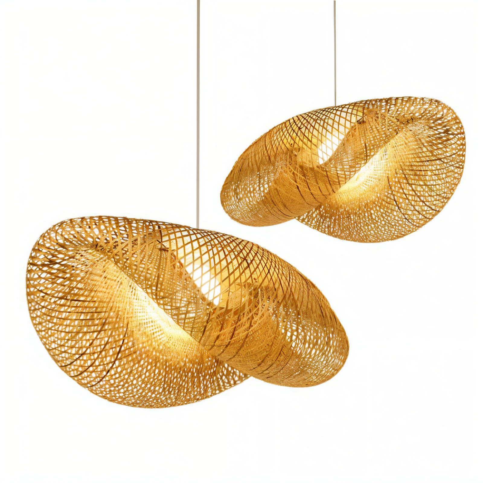 EcoLush Deckenleuchte - Handgefertigte Rattan Pendelleuchte - Rustikale Boho Lampe