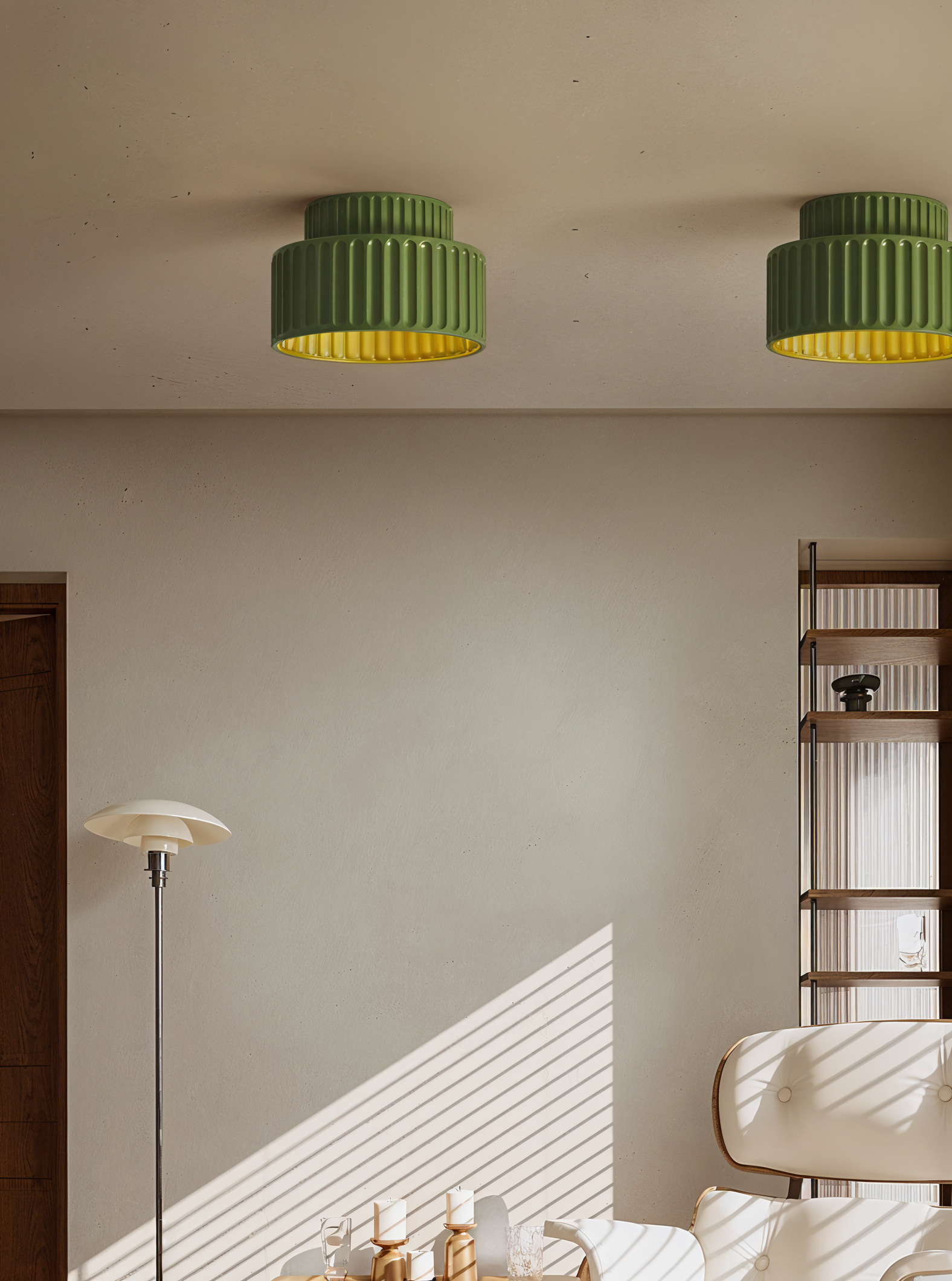 Ribbed Weiß Harz Deckenleuchte - Harz Rim Flush Mounted Lampe