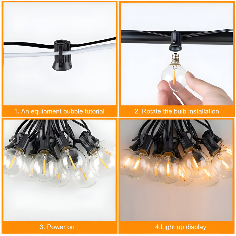 ElectriBulb Lichterkette - G40 Globe LED Außenbeleuchtung - IP44 & Bruchsichere Gartenbeleuchtung