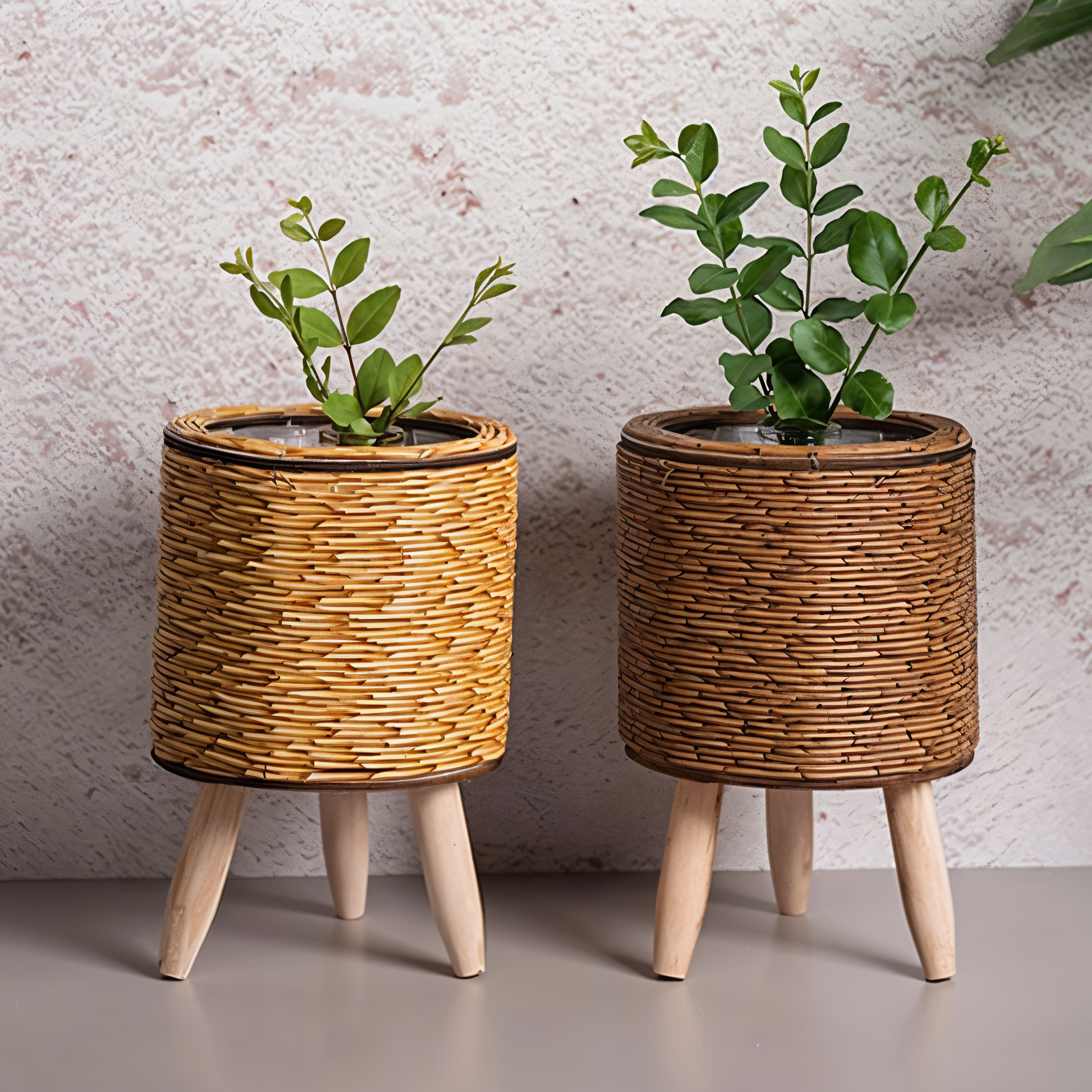 FauxWicker Pot - Artisan Rustic Rattan Pflanzkübel - Dekorative Blumenkorb