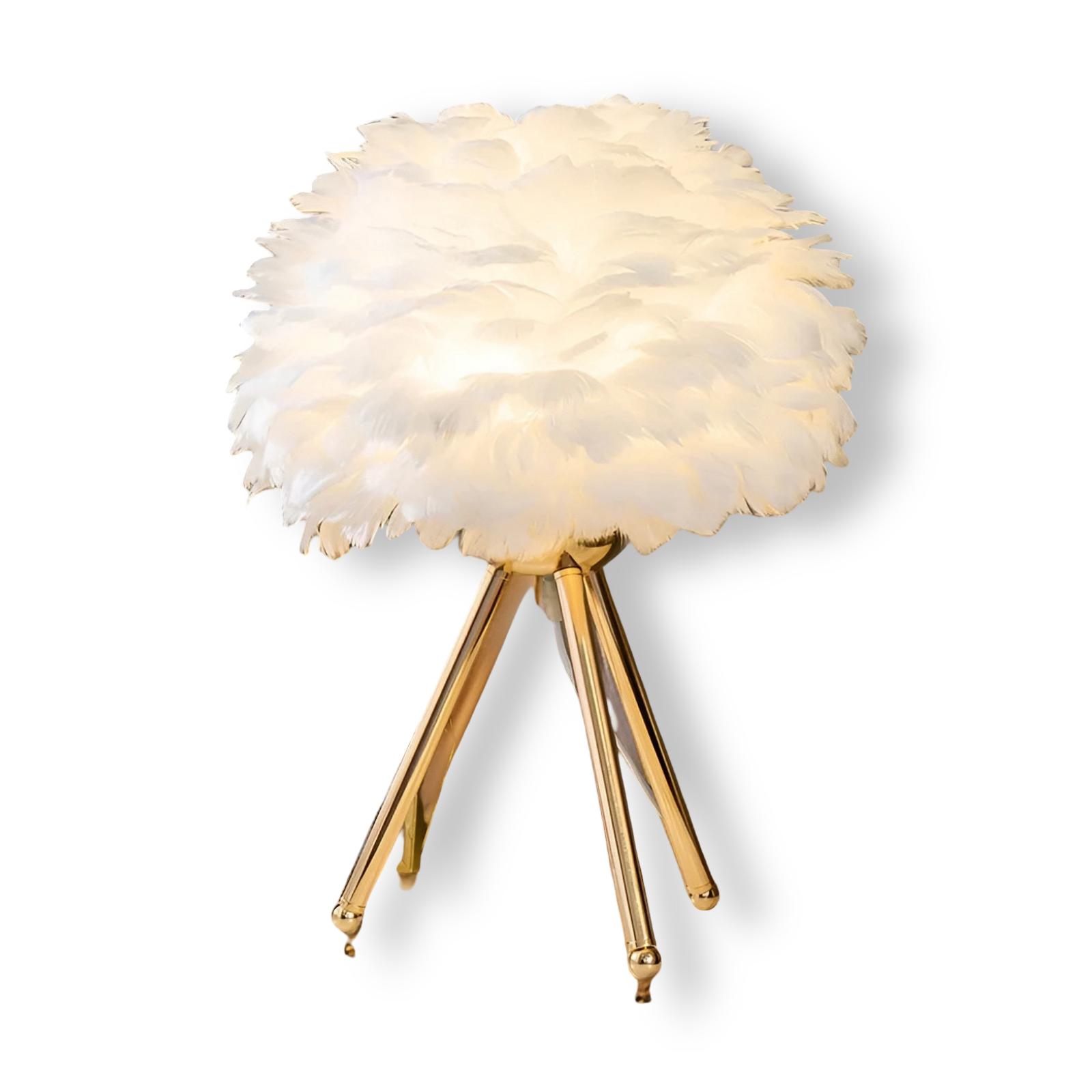 Feather Glow - Handgefertigte Straußenfeder Tischlampe für Romantisches Ambiente