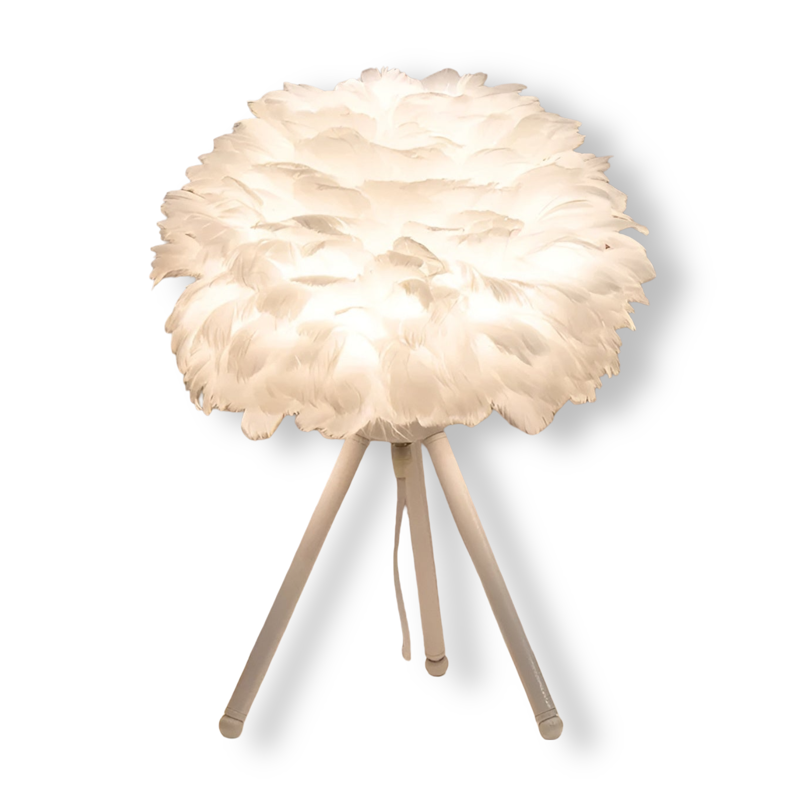 Feather Glow - Handgefertigte Straußenfeder Tischlampe für Romantisches Ambiente