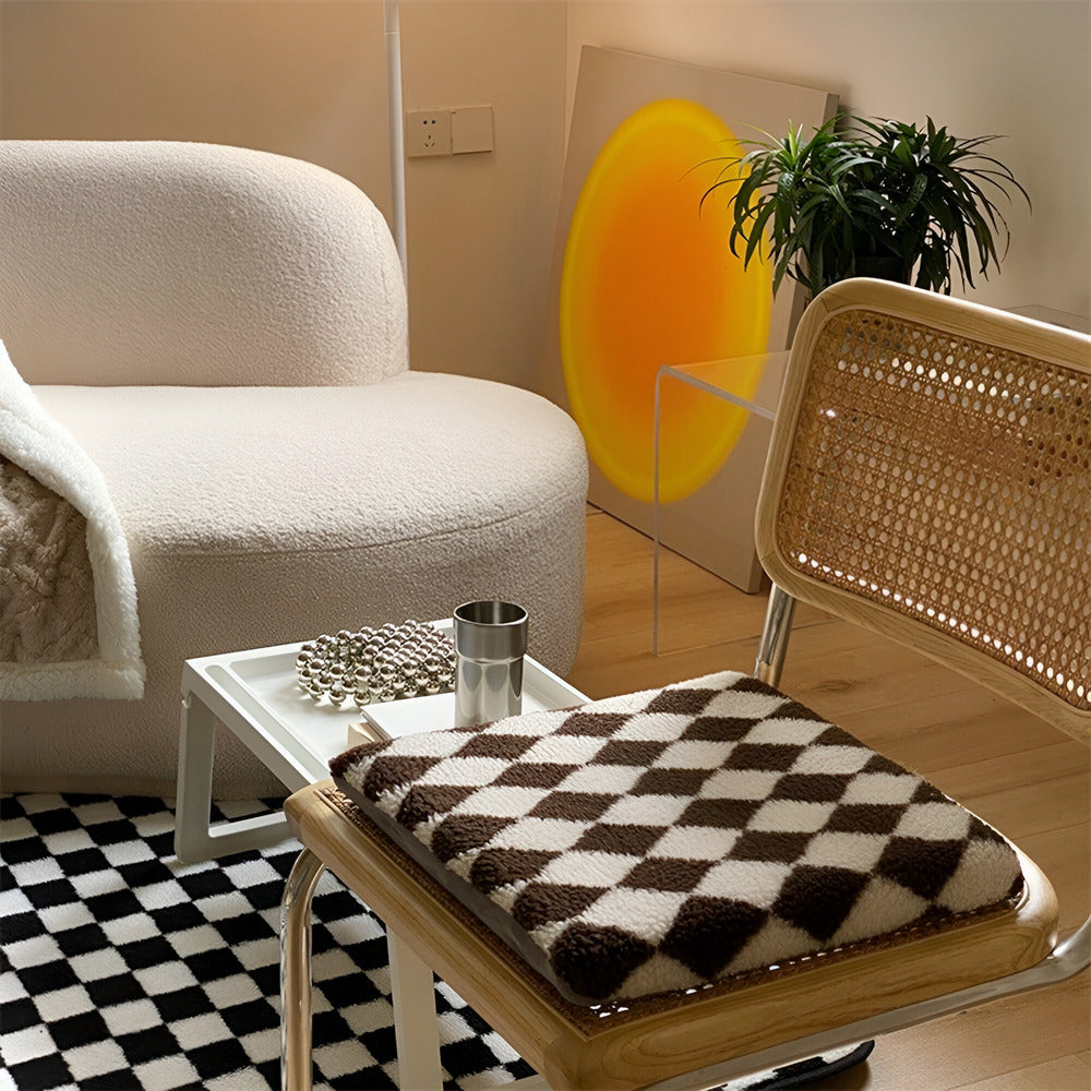 Gemütliches Polarfleece Kissen mit Nordischem Schachbrettdesign für Stilvolle Wohnräume