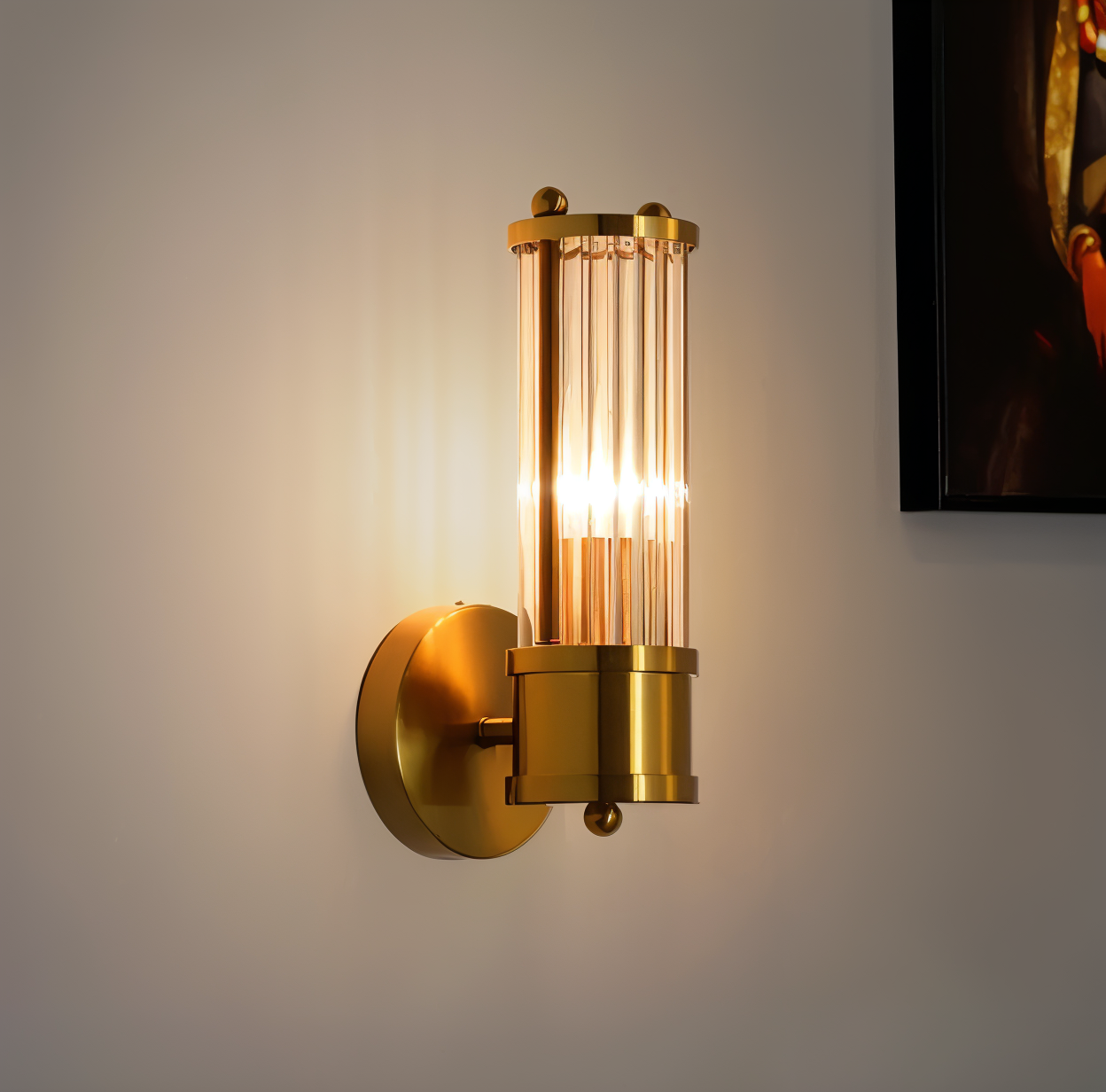Luxuriöse Goldkristall Wandleuchte - Moderne Gerippte Wandlampe - E14 Wandleuchten LED