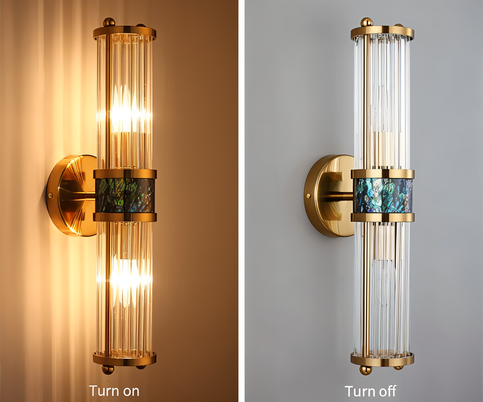 Luxuriöse Goldkristall Wandleuchte - Moderne Gerippte Wandlampe - E14 Wandleuchten LED