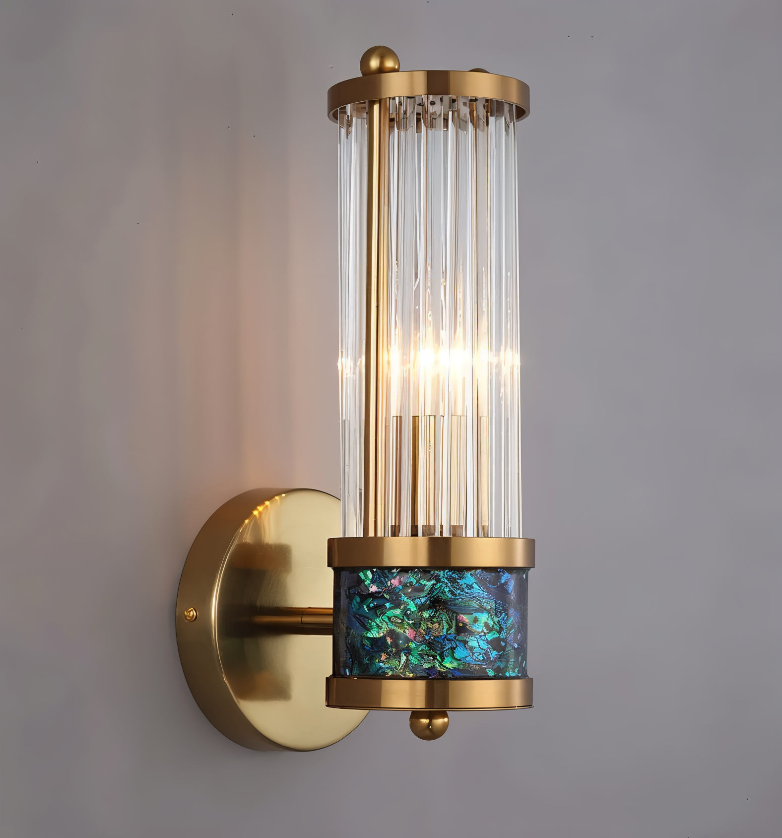 Luxuriöse Goldkristall Wandleuchte - Moderne Gerippte Wandlampe - E14 Wandleuchten LED