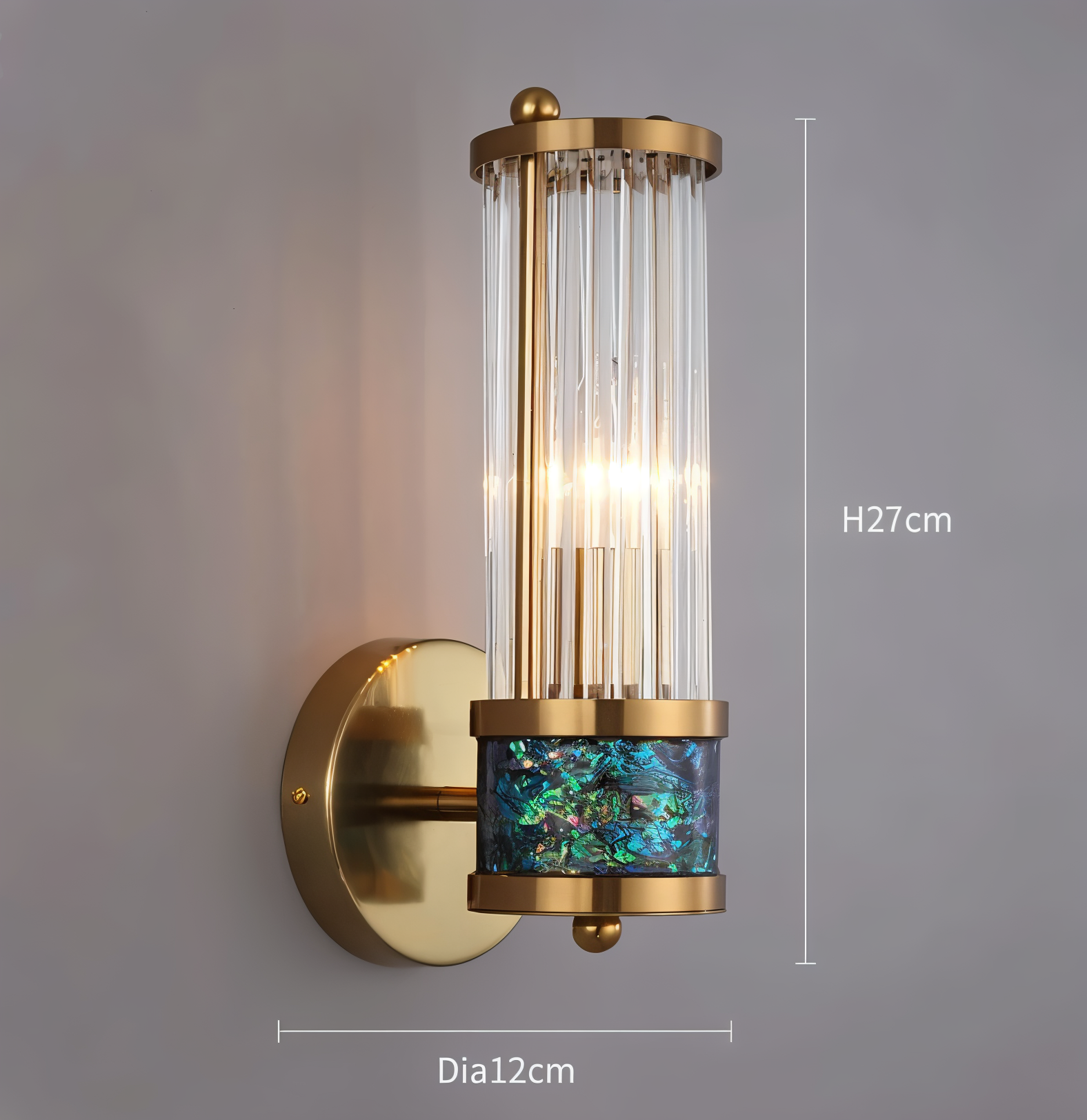 Luxuriöse Goldkristall Wandleuchte - Moderne Gerippte Wandlampe - E14 Wandleuchten LED