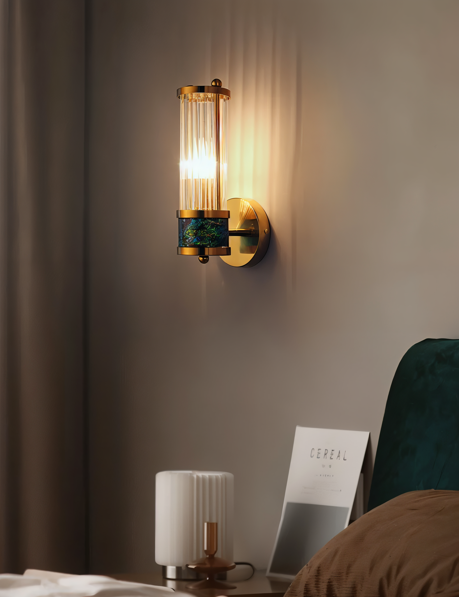 Luxuriöse Goldkristall Wandleuchte - Moderne Gerippte Wandlampe - E14 Wandleuchten LED