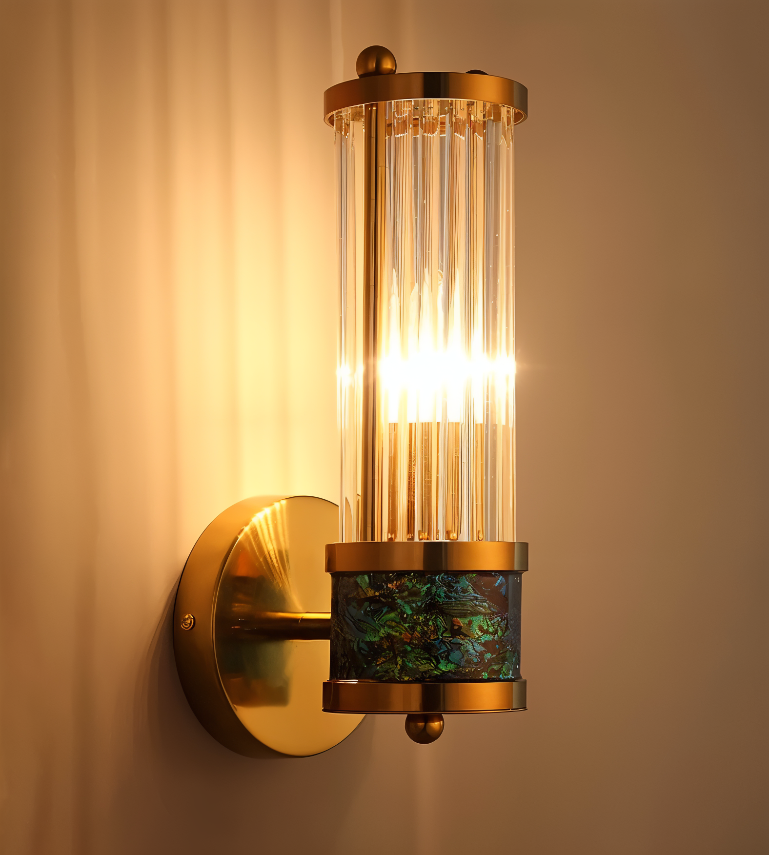 Luxuriöse Goldkristall Wandleuchte - Moderne Gerippte Wandlampe - E14 Wandleuchten LED