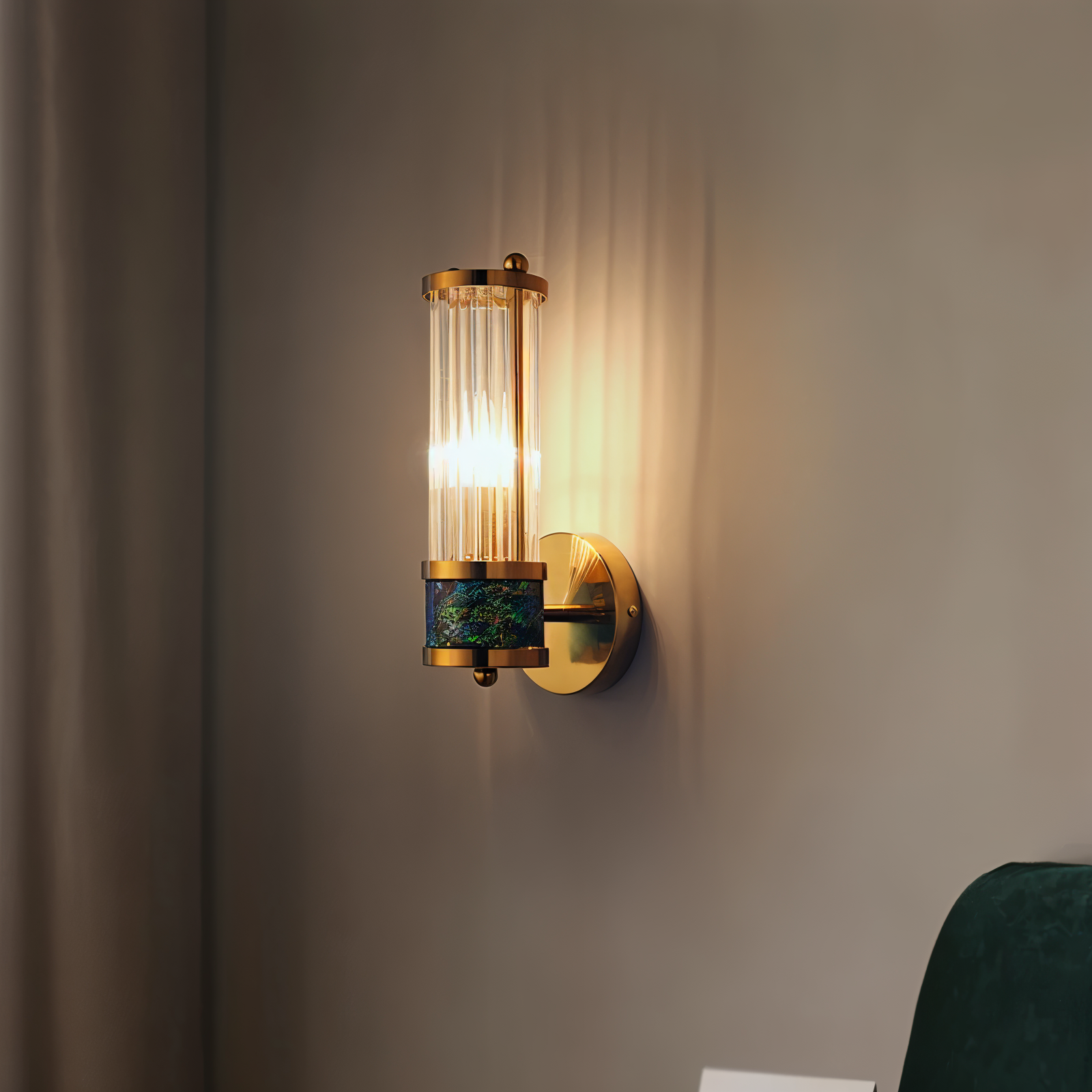 Luxuriöse Goldkristall Wandleuchte - Moderne Gerippte Wandlampe - E14 Wandleuchten LED