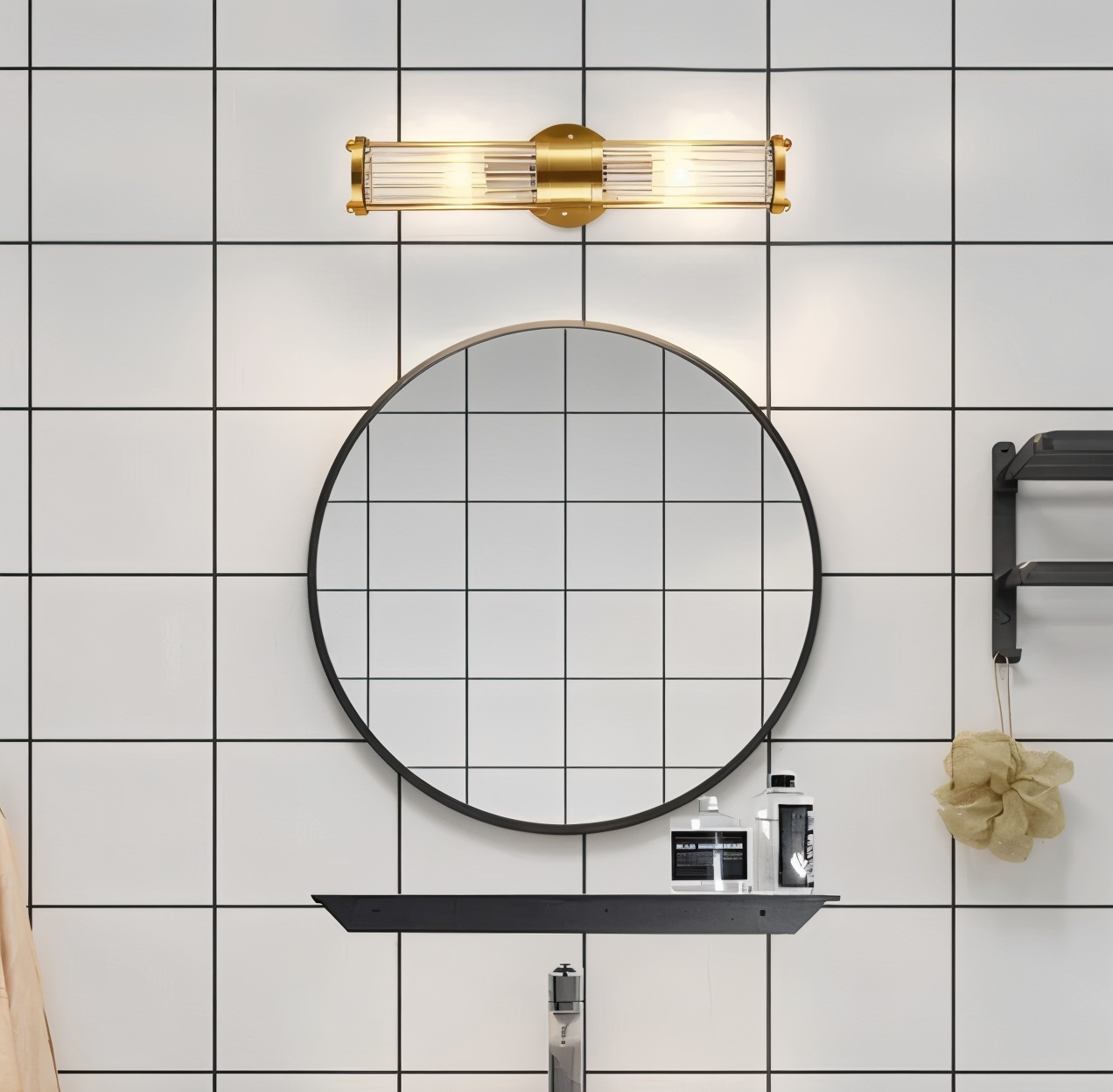 Luxuriöse Goldkristall Wandleuchte - Moderne Gerippte Wandlampe - E14 Wandleuchten LED