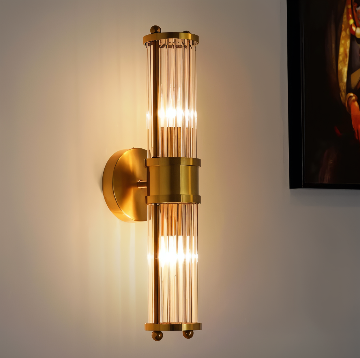 Luxuriöse Goldkristall Wandleuchte - Moderne Gerippte Wandlampe - E14 Wandleuchten LED