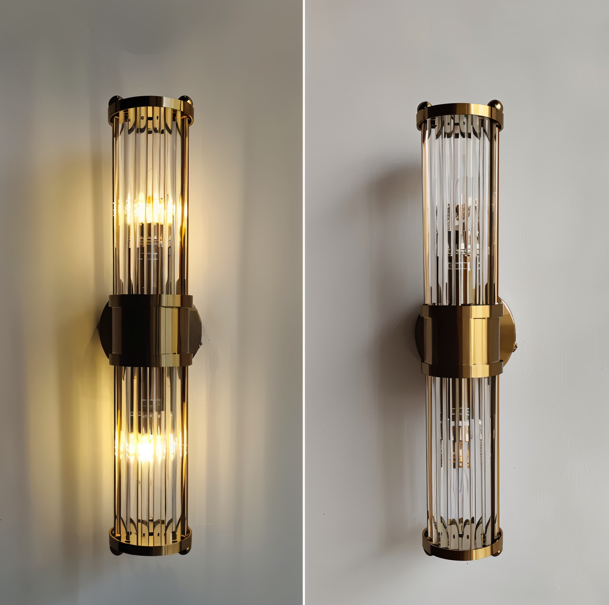 Luxuriöse Goldkristall Wandleuchte - Moderne Gerippte Wandlampe - E14 Wandleuchten LED