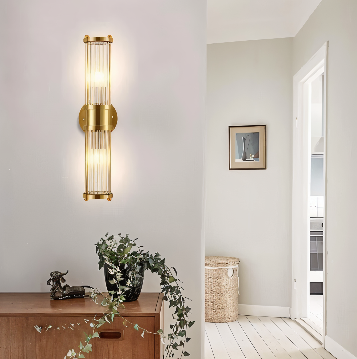 Luxuriöse Goldkristall Wandleuchte - Moderne Gerippte Wandlampe - E14 Wandleuchten LED