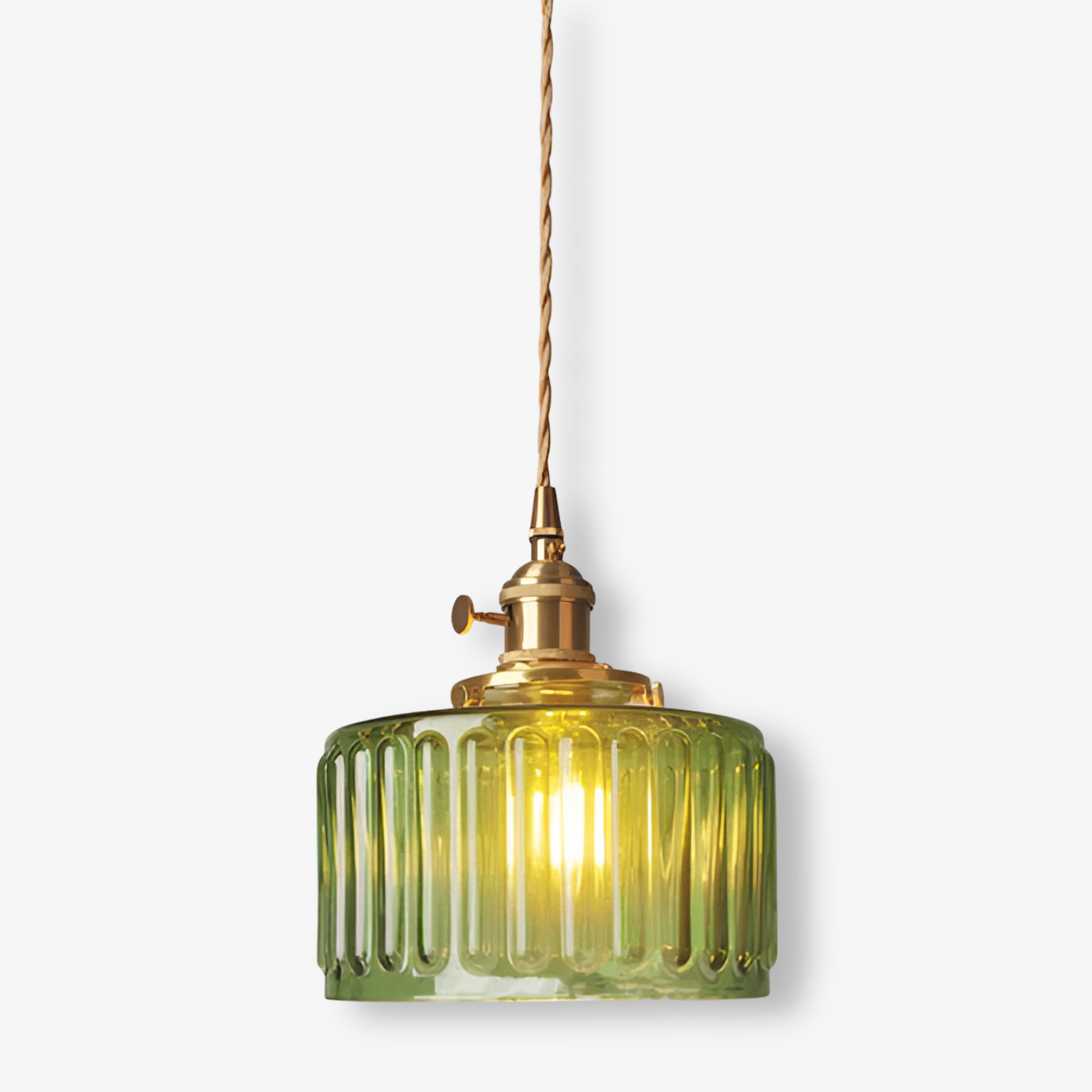 GlamourGlass Pendelleuchte - Vintage Grün Hängelampe - Zylindrische Leuchte